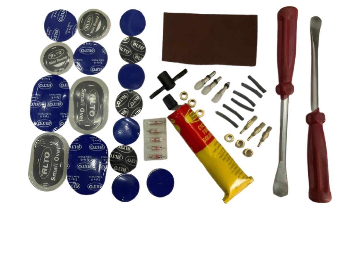 Cycle Tire Puncture Repair Kit, Burst Tyre, Lever, Patch, Glue (44Pcs/Set)