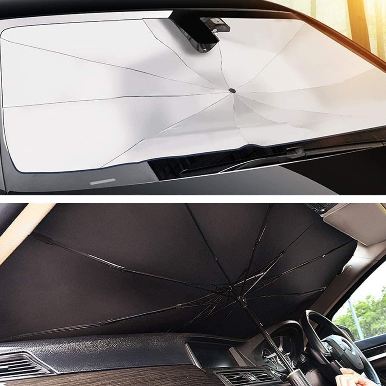 Premium Car Sun Shade Protector for Corolla Altis, Foldable Windshield Insulation Sun Shade for UV Protection Reflective Sunblocker Car Accessories for SUV, Hatchback, Sedan, and More - Image 4