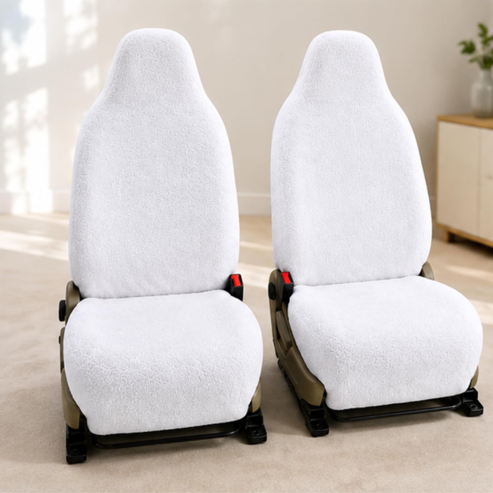 Royal Bharmal White i10 Universal Car Towel Seat Cover Set for Front & Rear Seats | 100% Cotton Terry Fabric | Sweat Absorbent Washable Soft Seat Protector | Universal Fit for Most 5 Seater Cars - Image 5