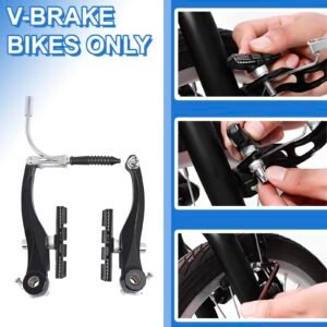 Bicycle Brake Shoes Set (4 Pieces) – V-Brake Compatible Cycle Brake Pads, Durable Non-Slip Rubber for Smooth & Powerful Stopping, MTB, Hybrid & Road Bike Brake Shoe Replacement – Black