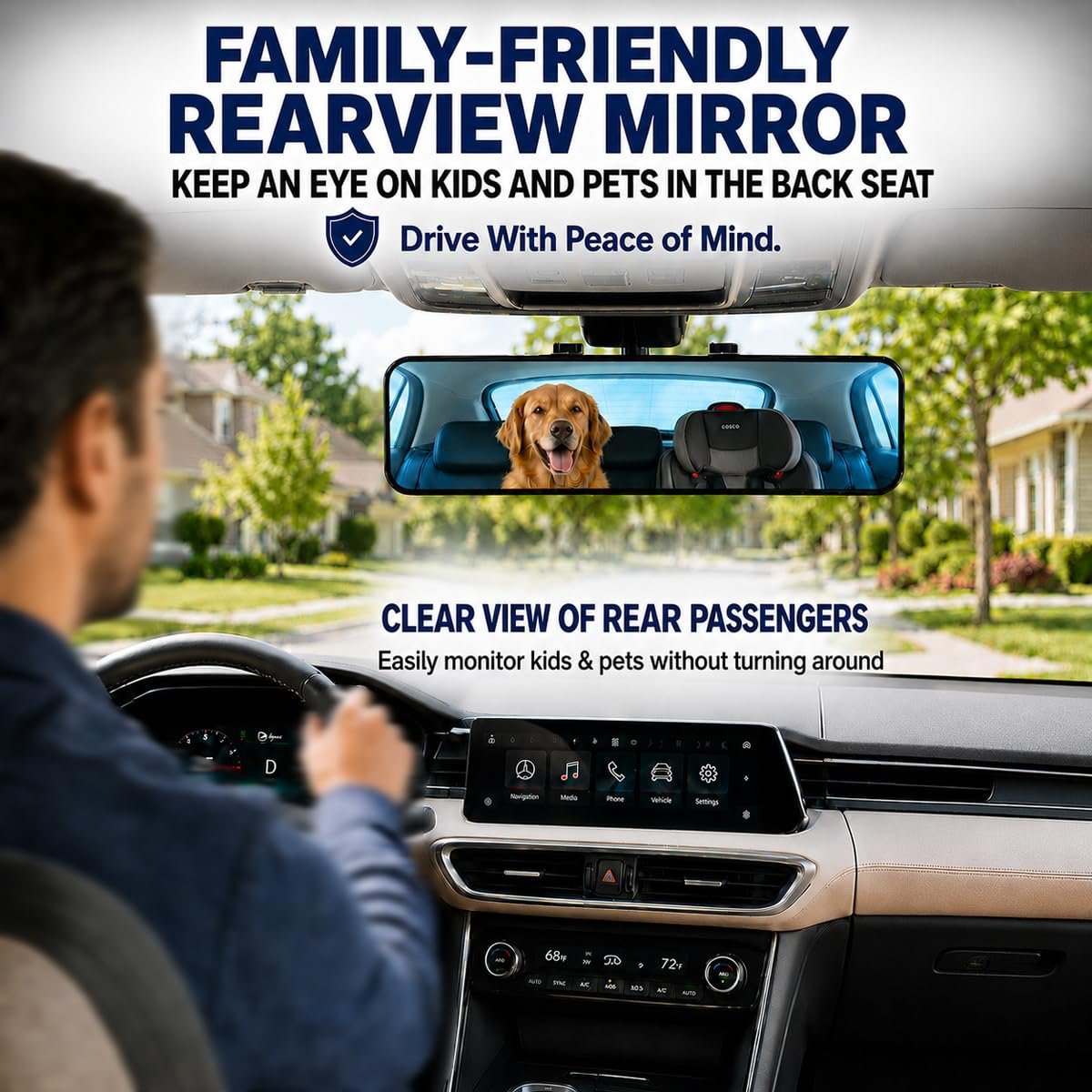 Anti Glare Rear View Mirror for Car, Clip on Wide Angle Rearview Mirror Eliminate Blind Spots Convex, Blue - Image 4