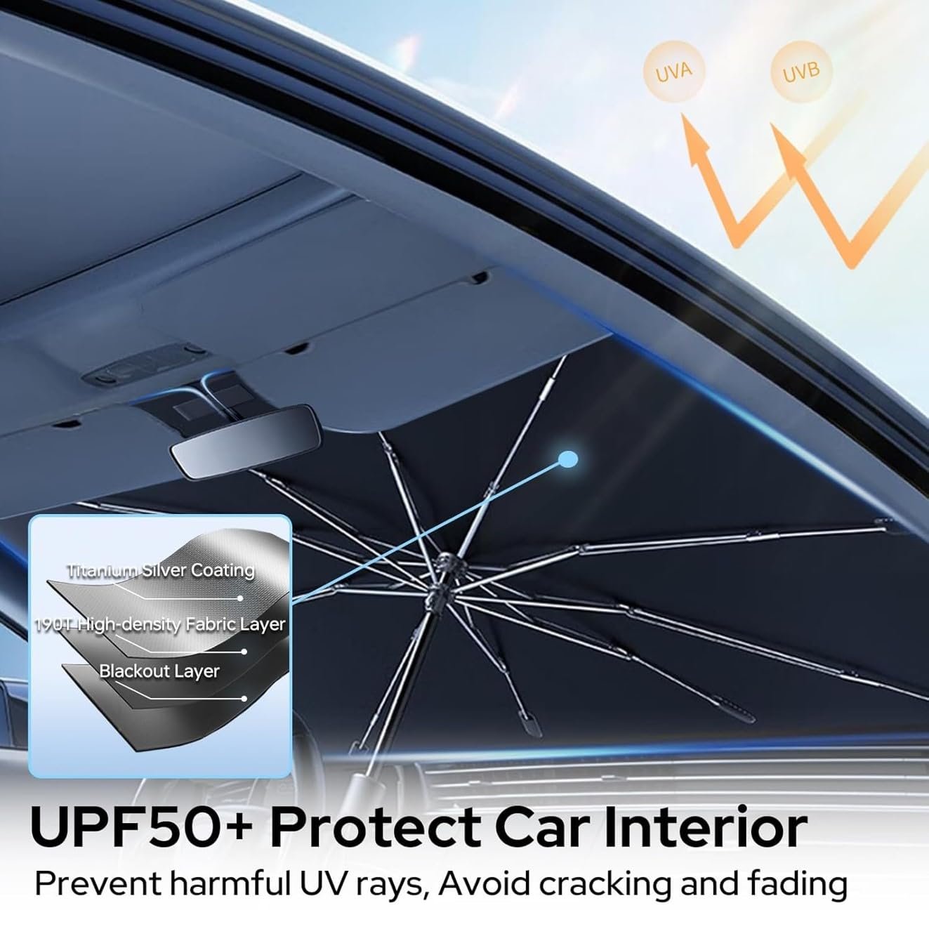 Premium Car Sun Shade Protector for Corolla Altis, Foldable Windshield Insulation Sun Shade for UV Protection Reflective Sunblocker Car Accessories for SUV, Hatchback, Sedan, and More - Image 6