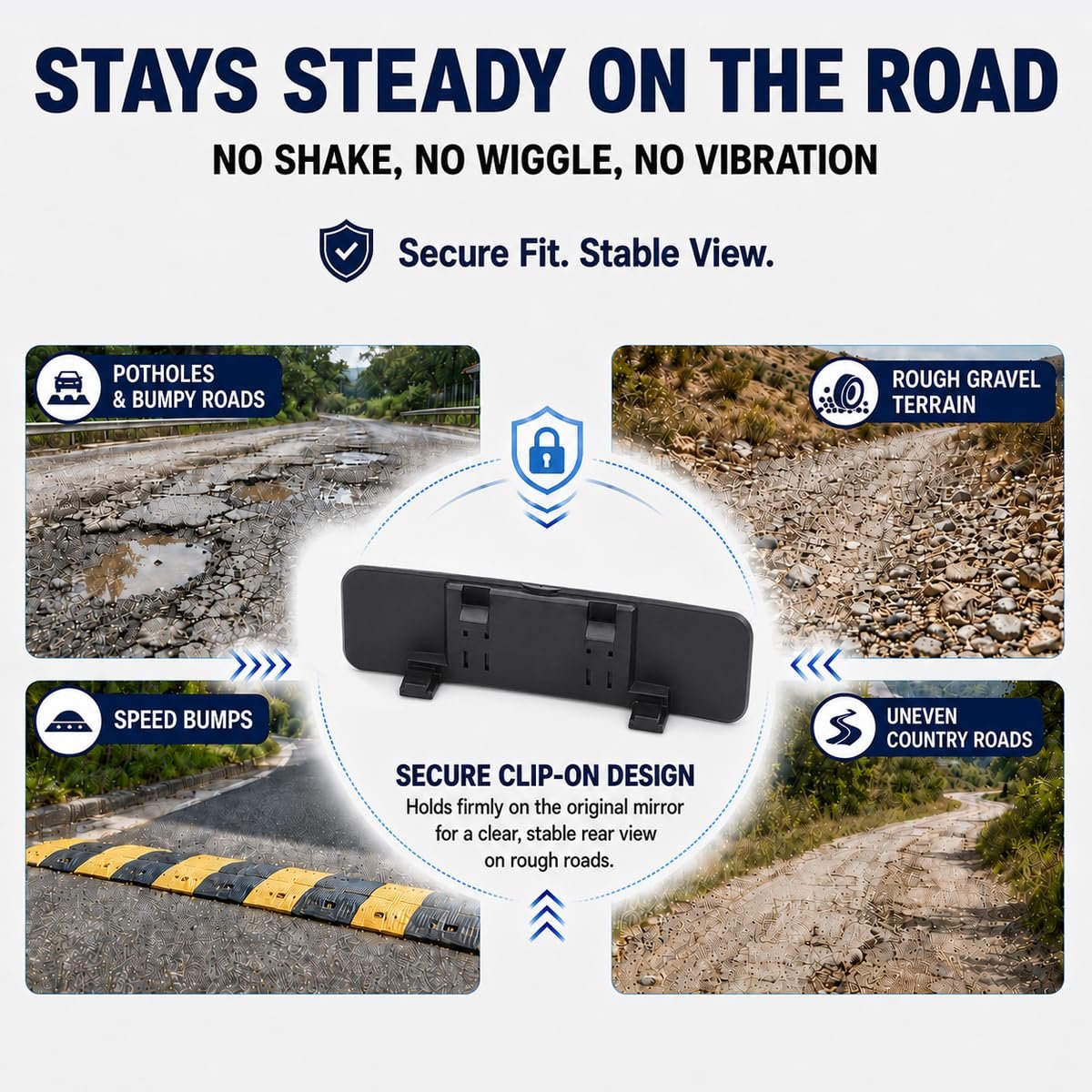 Anti Glare Rear View Mirror for Car, Clip on Wide Angle Rearview Mirror Eliminate Blind Spots Convex, Blue - Image 6