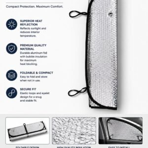 Car Sun Shade for Windshield, Reflective Silver and Blue Foldable Front Window Sunshade