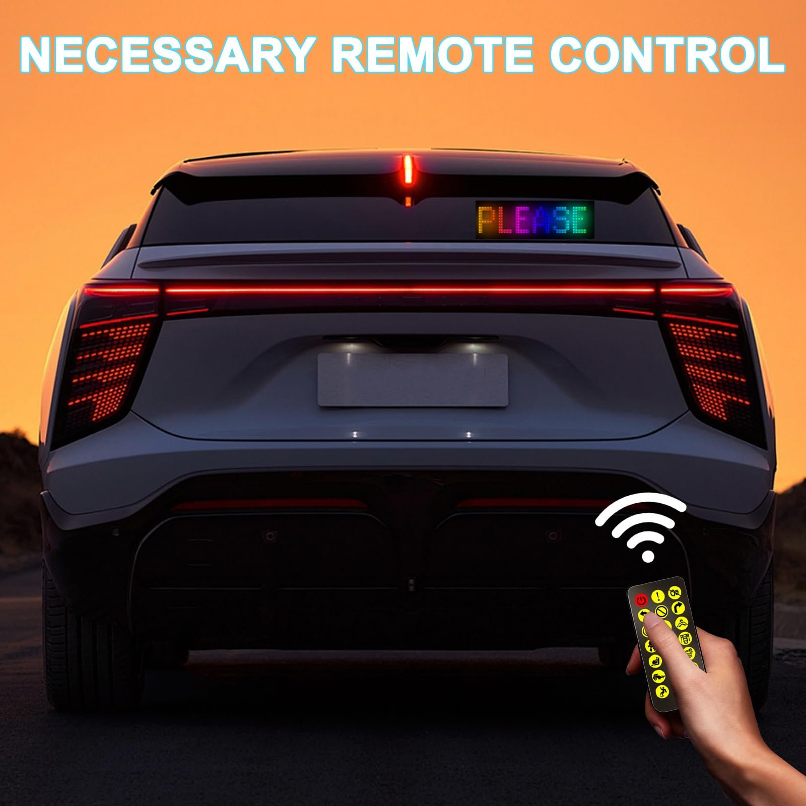 Flexible Programmable Car LED Interior Lights - Bluetooth App/Remote Control, USB 5V Car Custom Text Pattern LED Display Board Matrix Panel, 17 * 7cm - Image 4