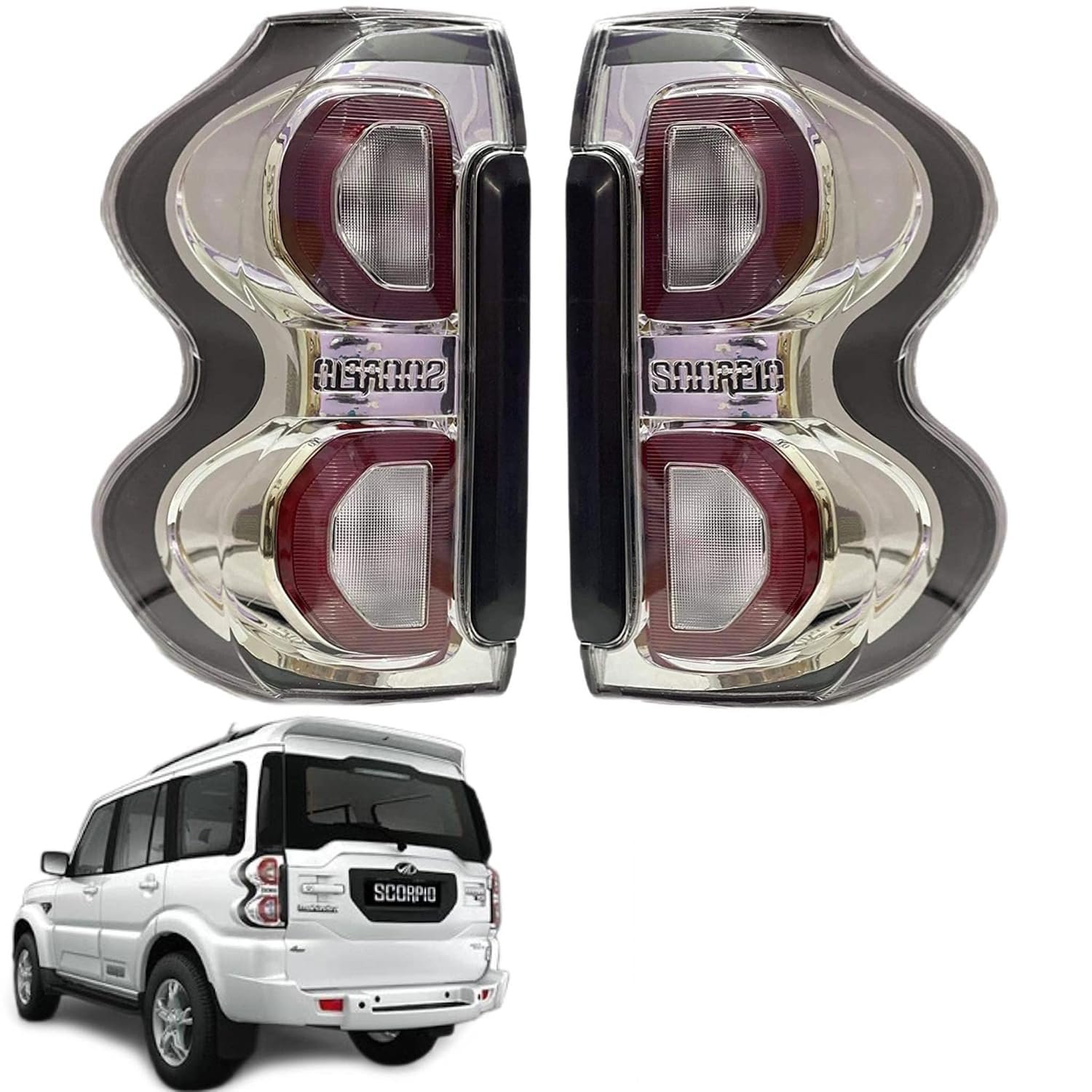 Tail Light/Back Light Set for Mahindra Scorpio S10 (2014–2017) – White, Right & Left Side Pair