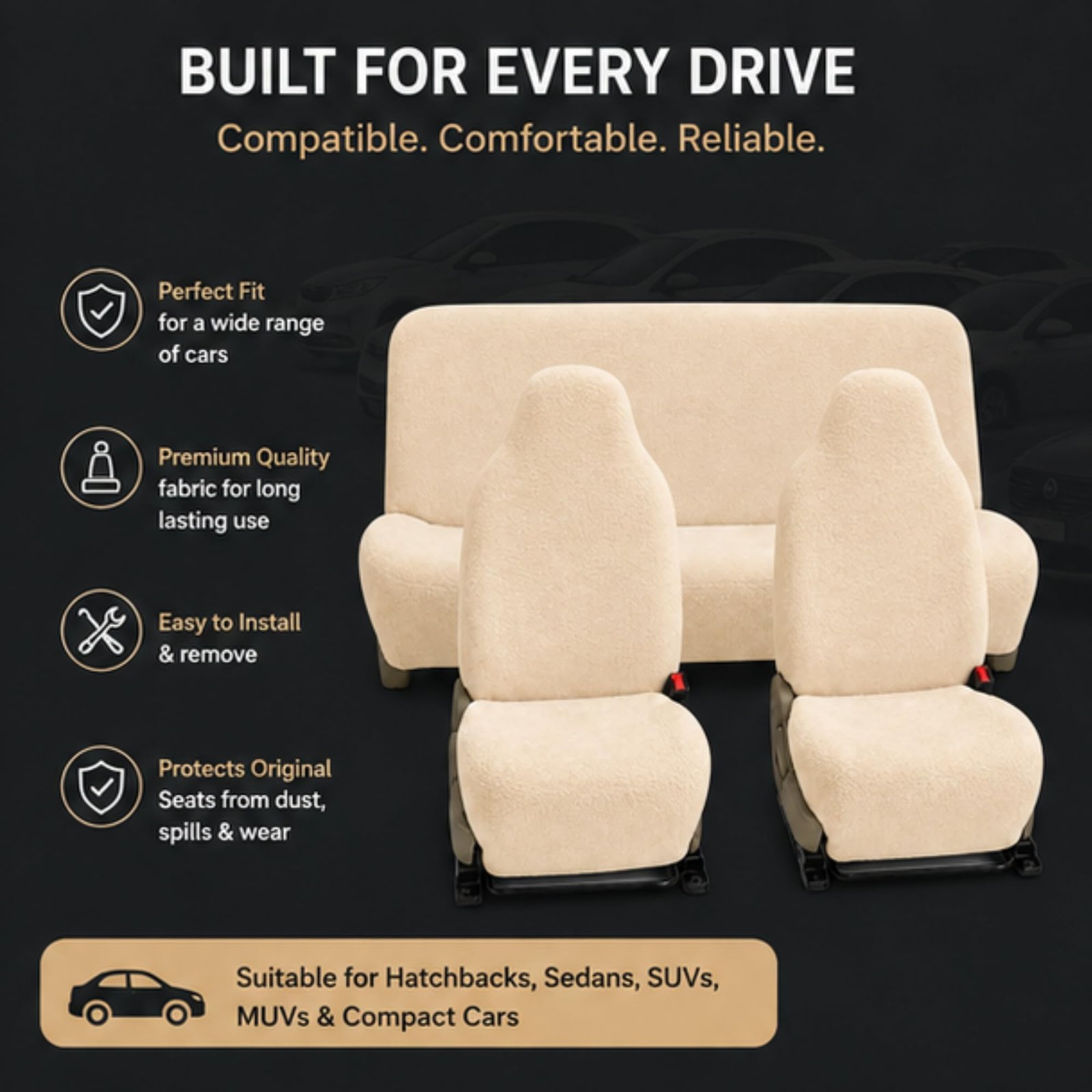 Royal Bharmal Gray i10 Universal Car Towel Seat Cover Set for Front & Rear Seats | 100% Cotton Terry Fabric | Sweat Absorbent Washable Soft Seat Protector | Universal Fit for Most 5 Seater Cars - Image 5