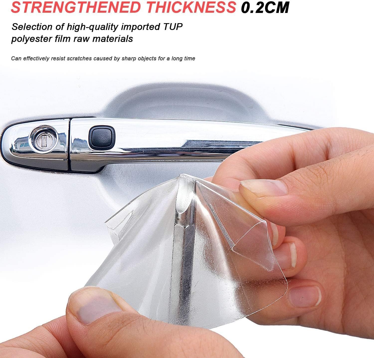 Car Door Handle Protector Transparent Sticker and car Handle Scratch Protector car Door Sticker PU Finger Guard Car Paint Protection Universal Car Door Guard (Pack of 4) - Image 5