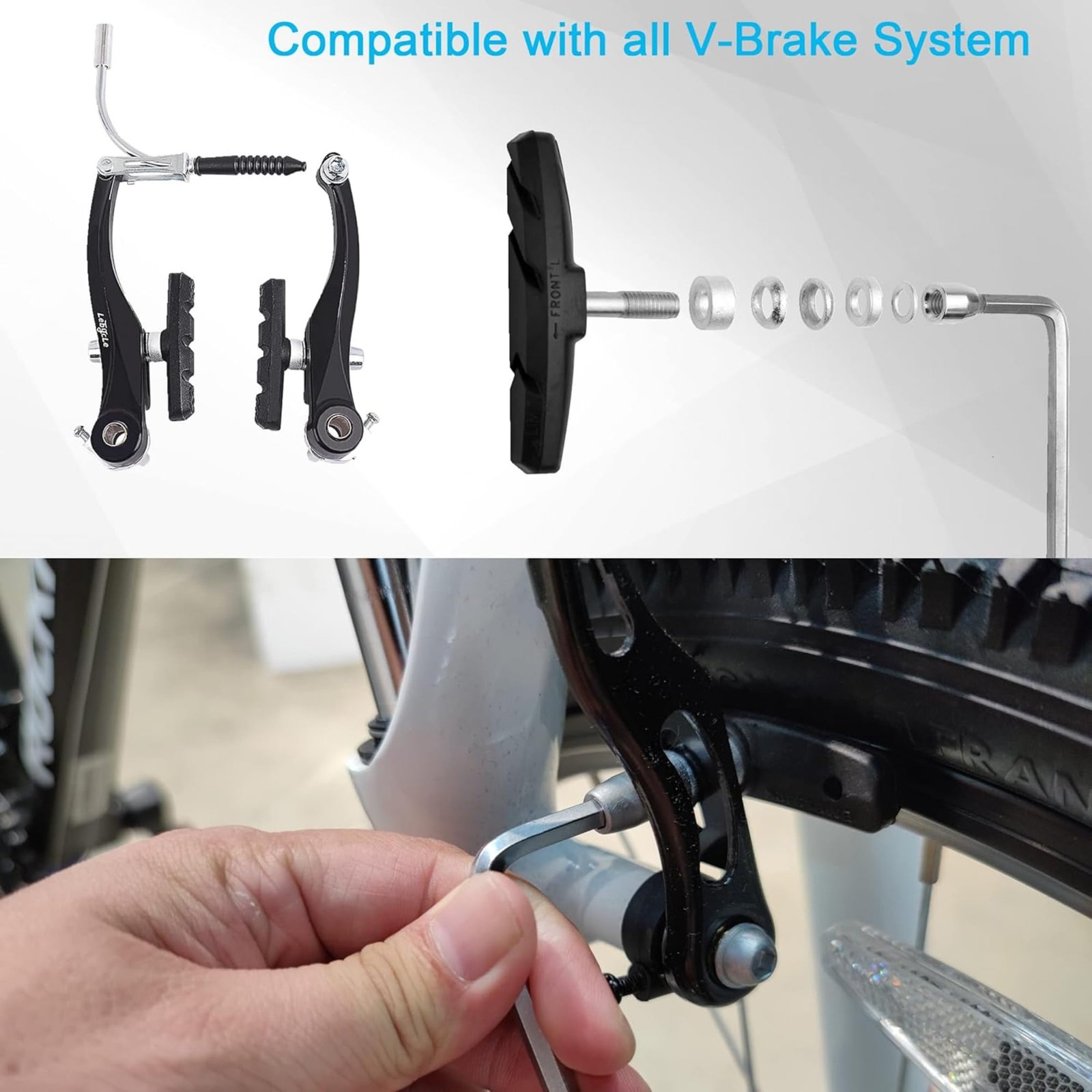 (Set of 4PCS) Powerful & Long Lasting Bicycle Rubber V Brakes Caliper Pads Set for Adults Cycle | Superior Grip & Control, Easy Installation, Ideal for Road Bikes, Mountain Bikes, and Electric Cycles - Image 2