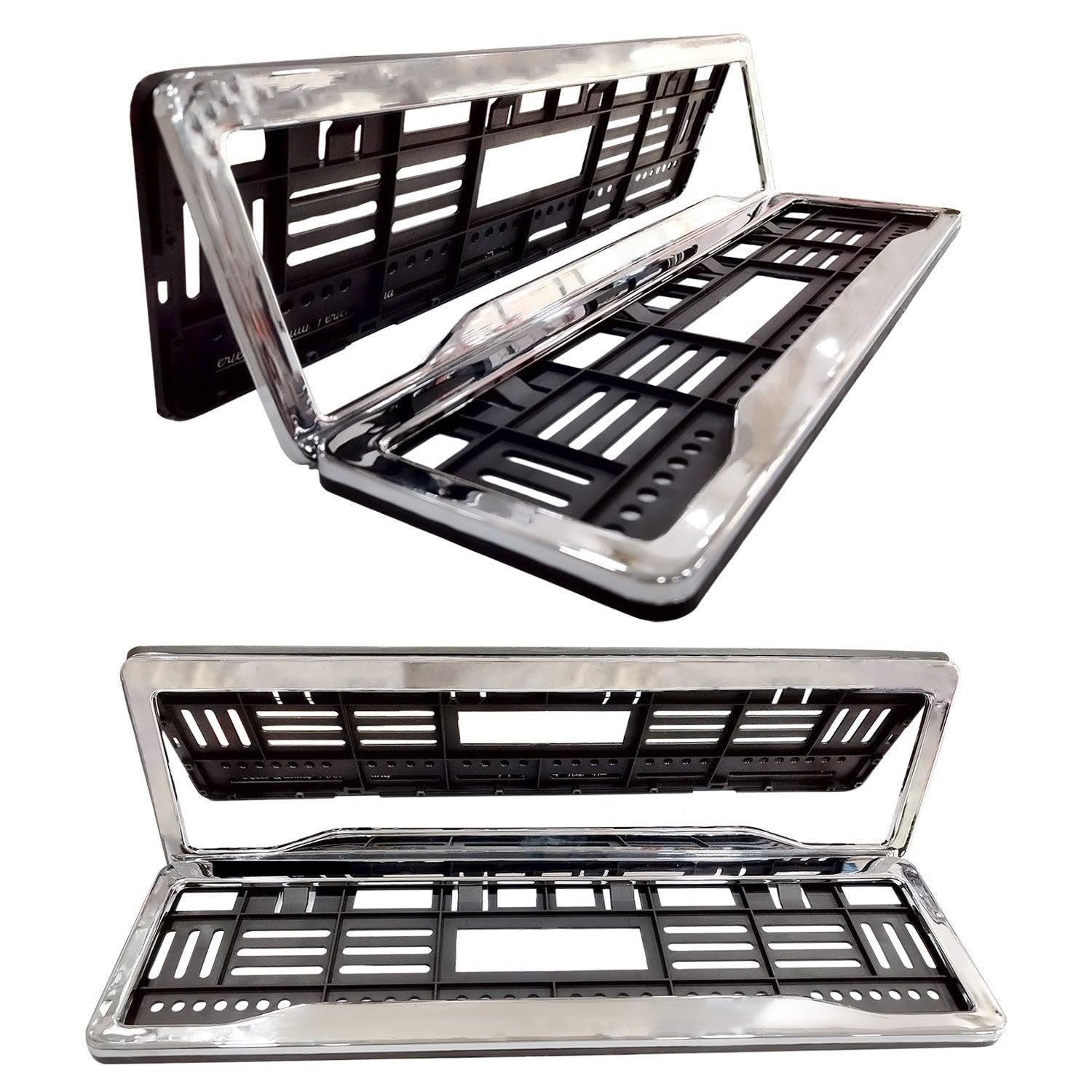 ® Chrome Number Plate Frames (Front and Rear), Chrome Lining Car Registration Plate Holders for All Cars, Car Licence Plate Covers, Universal Fit, Standard Size 51.5 x 14.5 cm - Image 3