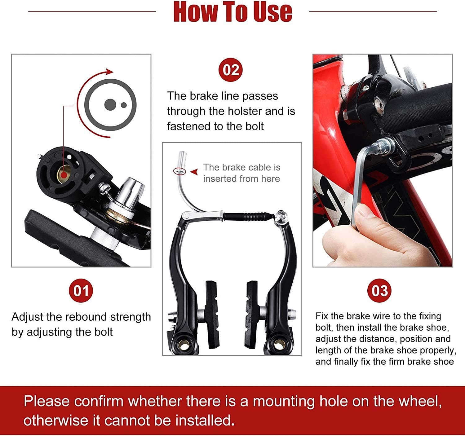 Complete Cycle Brake Set - Front and Rear V Breaks with Pads, Brake Lever, and Cables | Compitable with Hybrid, Racer and Mountain Bikes (Compete Brake Set) - Image 4