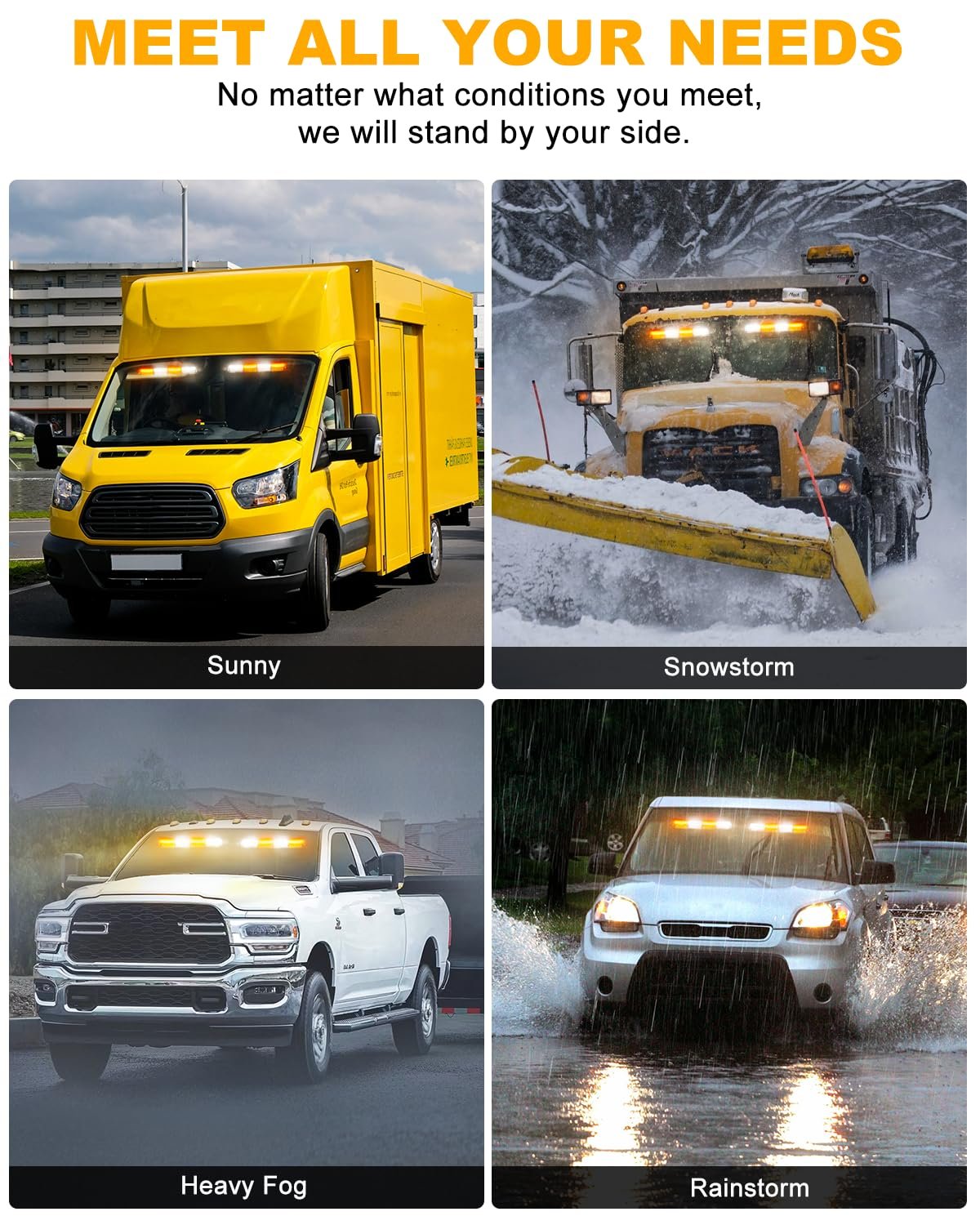 2x16.8 inch Dash Strobe Lights, 48 LED Visor Light Bars - Image 6