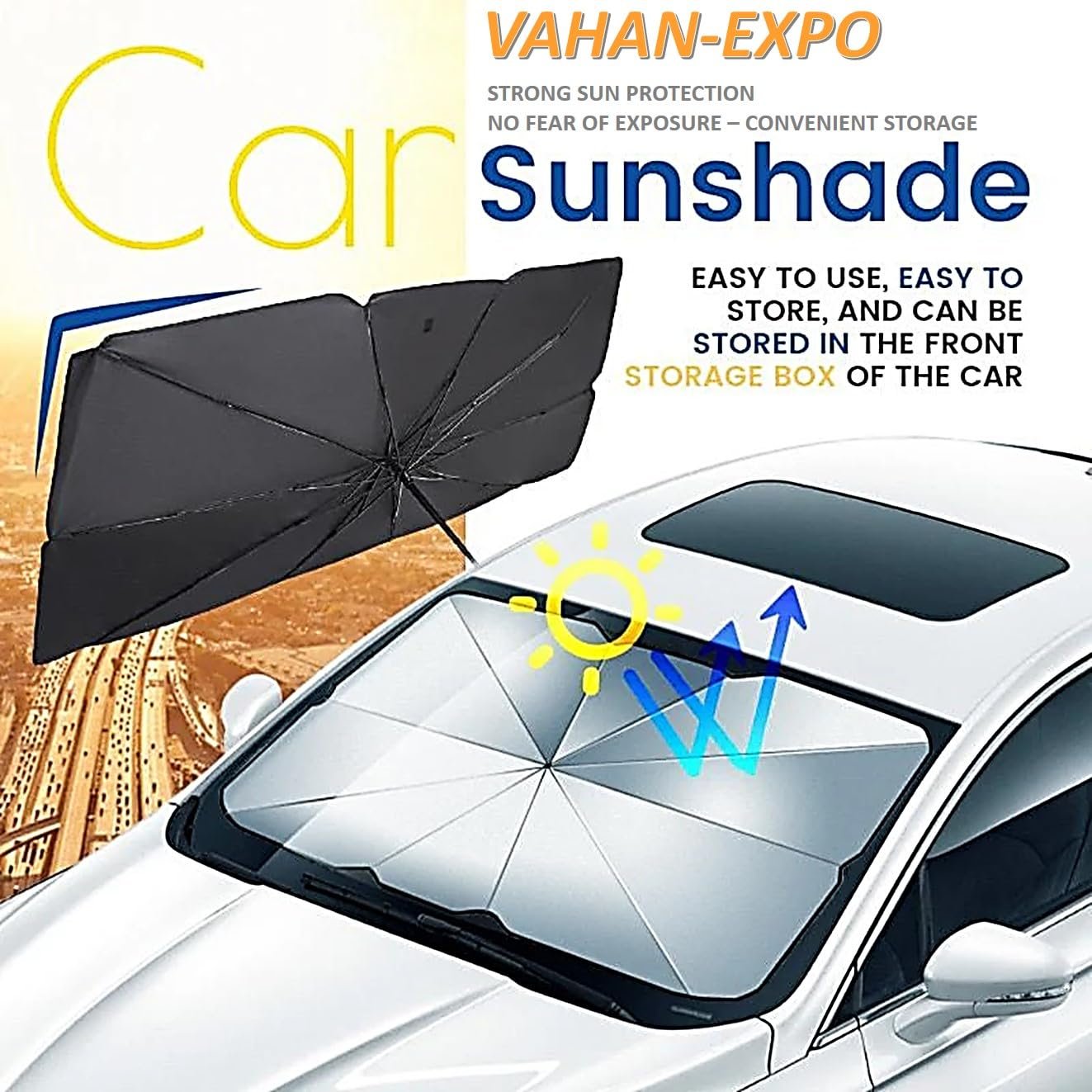 Premium Car Sun Shade Protector for Corolla Altis, Foldable Windshield Insulation Sun Shade for UV Protection Reflective Sunblocker Car Accessories for SUV, Hatchback, Sedan, and More - Image 9