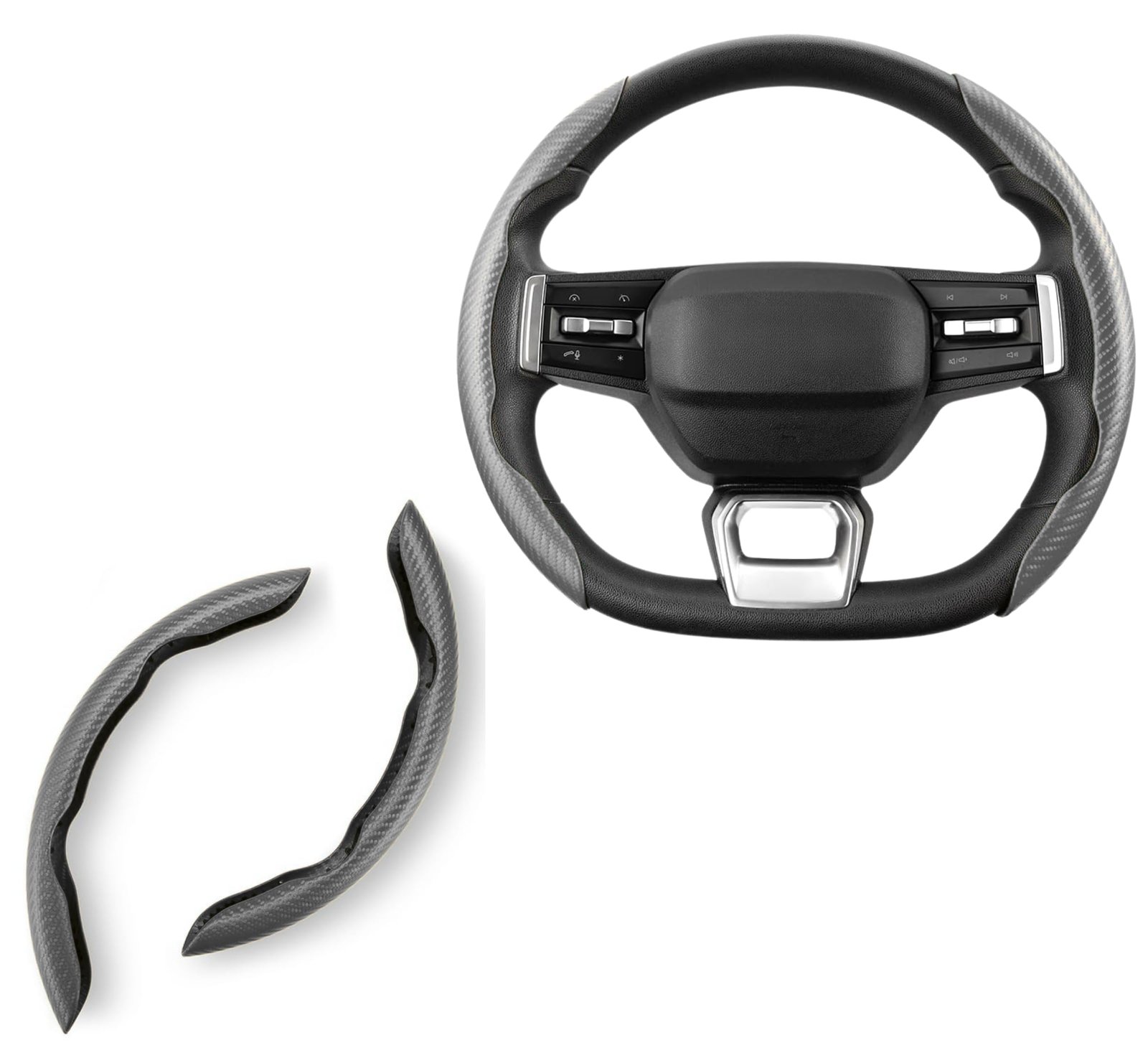 High Life Carbon Fiber Steering Wheel Grip Pads – Grey Color | Anti-Slip Textured Steering Wheel Cover Grip | Universal Fit for Cars | Premium Comfort & Control - Image 2
