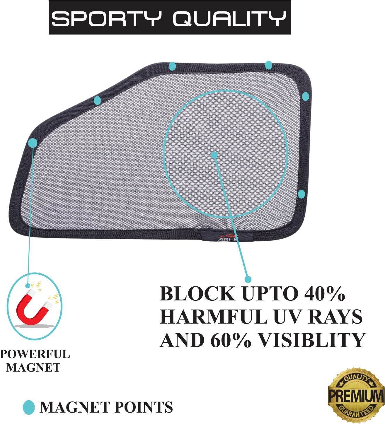 Sporty Car Magnetic Sun Shade Curtains with Zipper for Volkswagen Jetta Set of 4 - Image 2