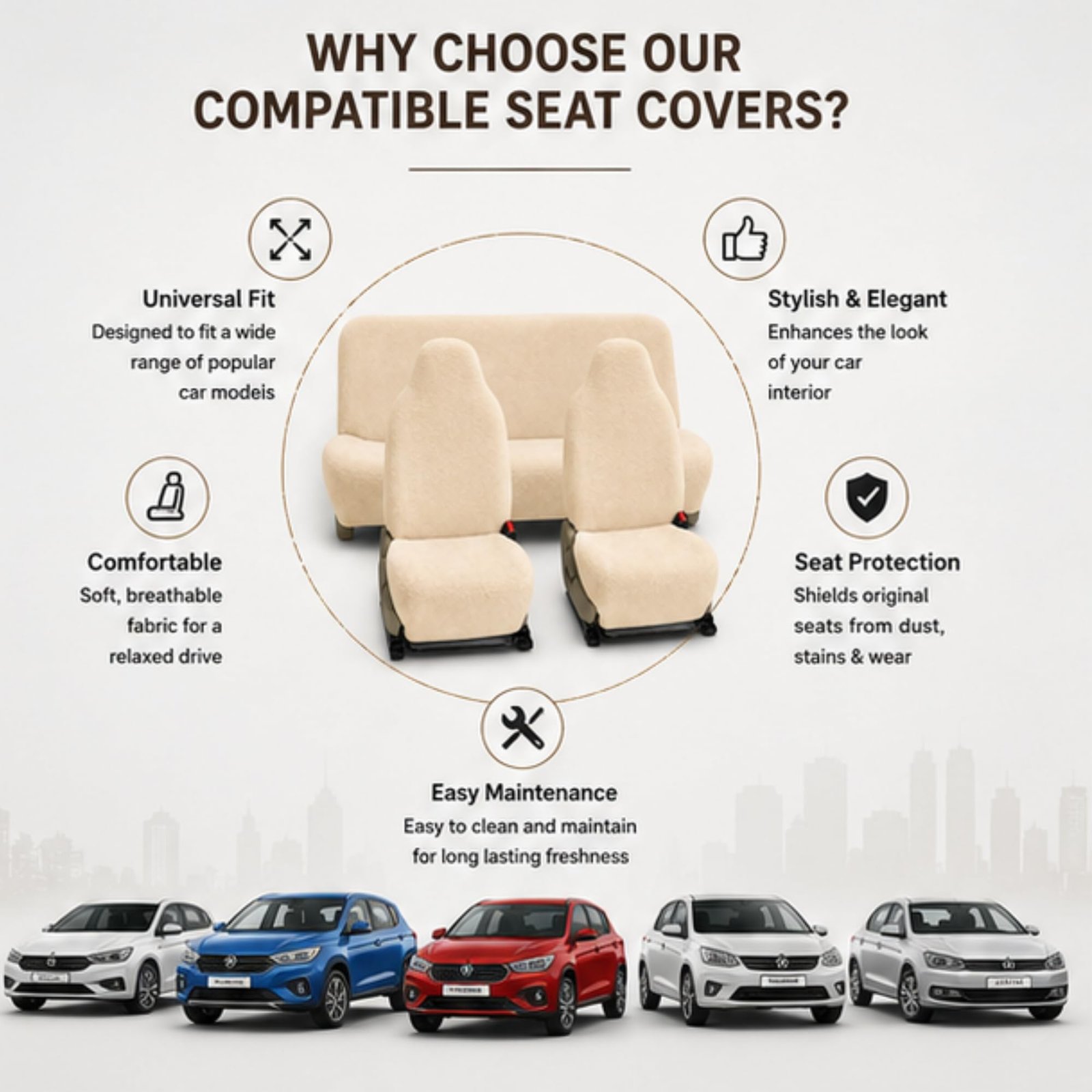 Royal Bharmal Black i10 Universal Car Towel Seat Cover Set for Front & Rear Seats | 100% Cotton Terry Fabric | Sweat Absorbent Washable Soft Seat Protector | Universal Fit for Most 5 Seater Cars - Image 6