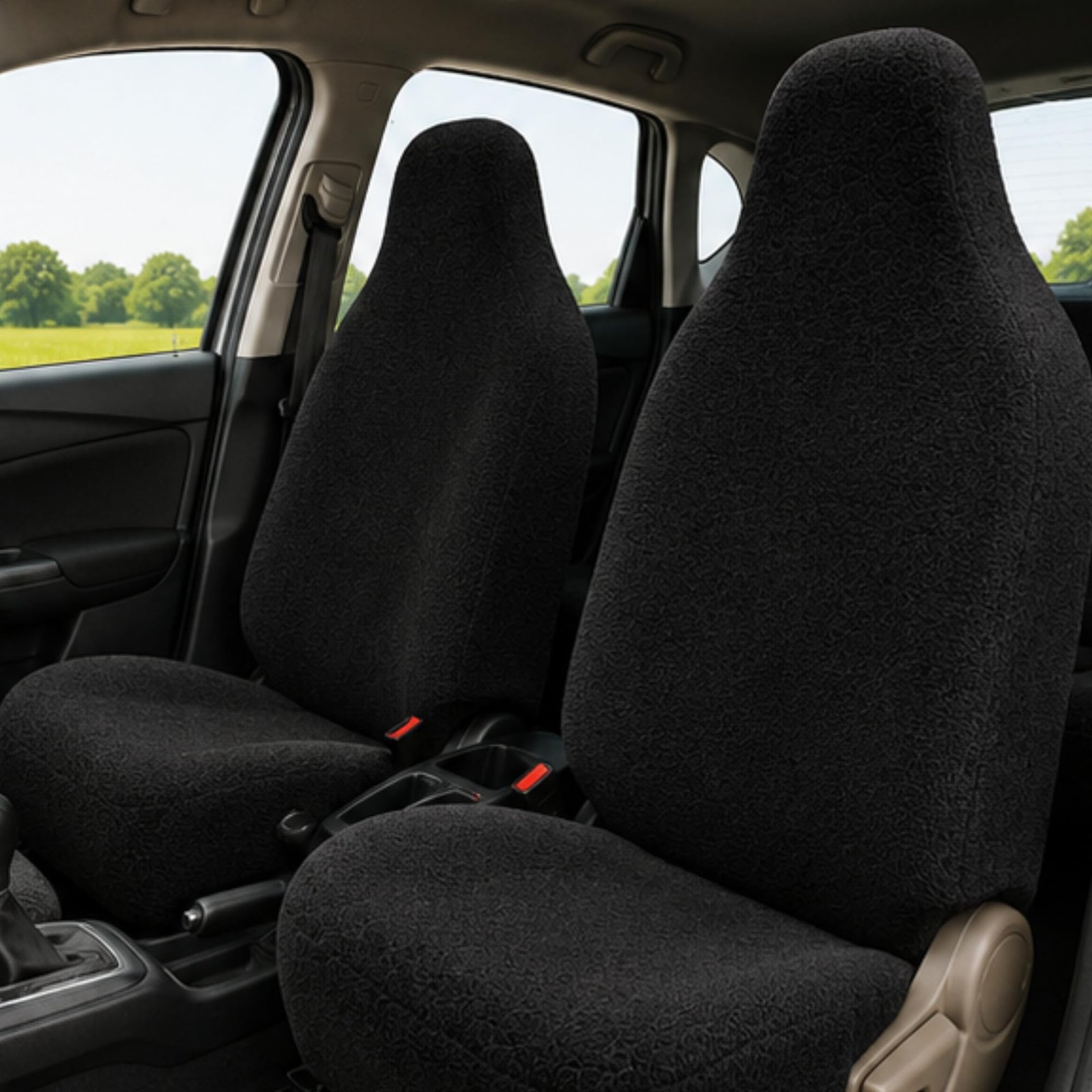 Royal Bharmal Black i10 Universal Car Towel Seat Cover Set for Front & Rear Seats | 100% Cotton Terry Fabric | Sweat Absorbent Washable Soft Seat Protector | Universal Fit for Most 5 Seater Cars - Image 4
