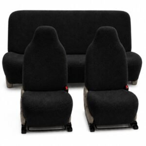 Royal Bharmal Black i10 Universal Car Towel Seat Cover Set for Front & Rear Seats | 100% Cotton Terry Fabric | Sweat Absorbent Washable Soft Seat Protector | Universal Fit for Most 5 Seater Cars