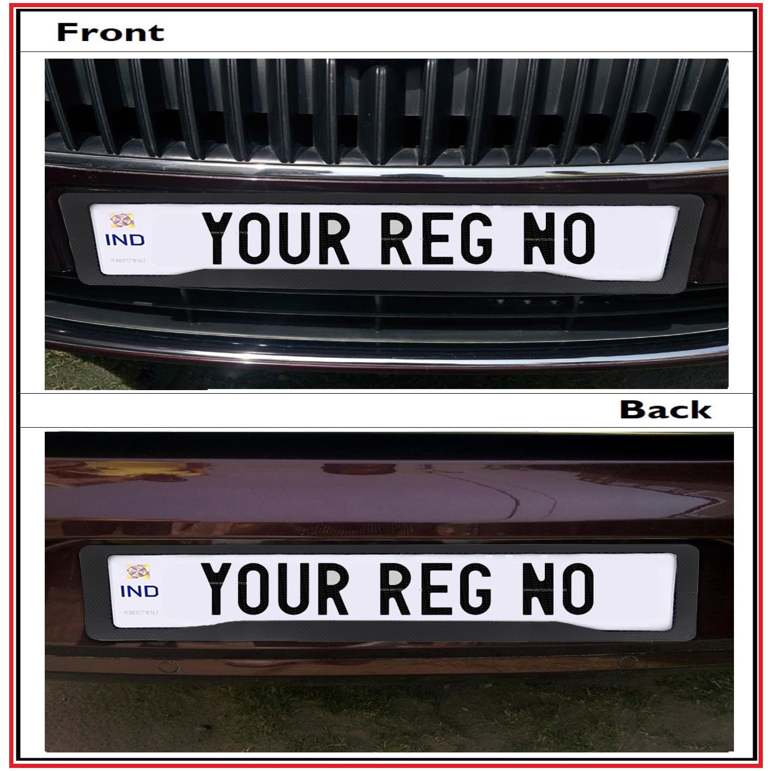 ® Black Car Number Plate Frames (Front and Rear), Brick Design Car Registration Plate Holders for All Cars, Car Licence Plate Covers, Universal Fit, Standard Size 51.5 x 14.5 cm - Image 5