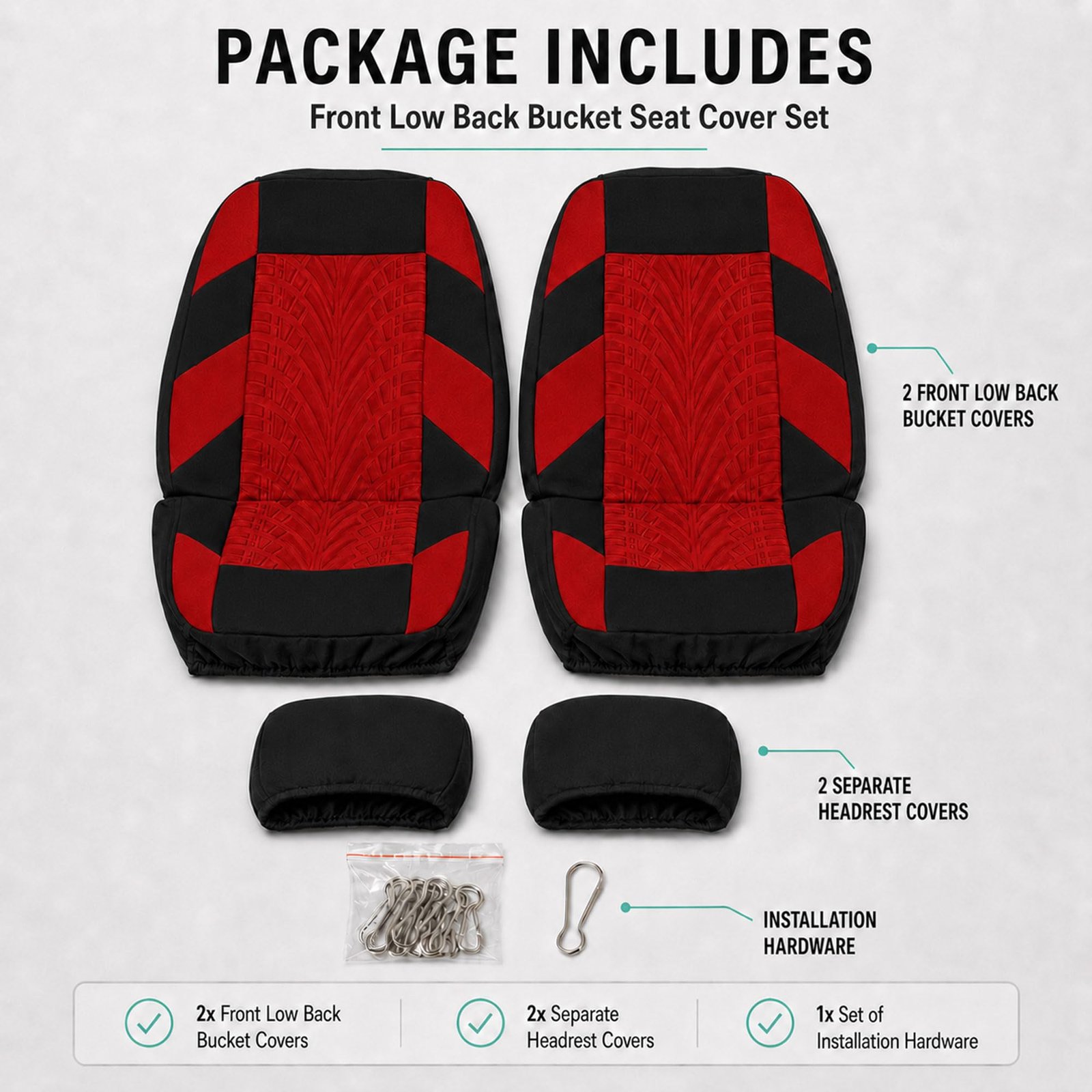 Car Seat Covers Full Set Premium Cloth - Universal Fit,Automotive Seat Cover,Low Back Front Seat Covers,Airbag Compatible,Split Bench Rear Seat,Washable Seat Cover for SUV,Sedan Red - Image 7