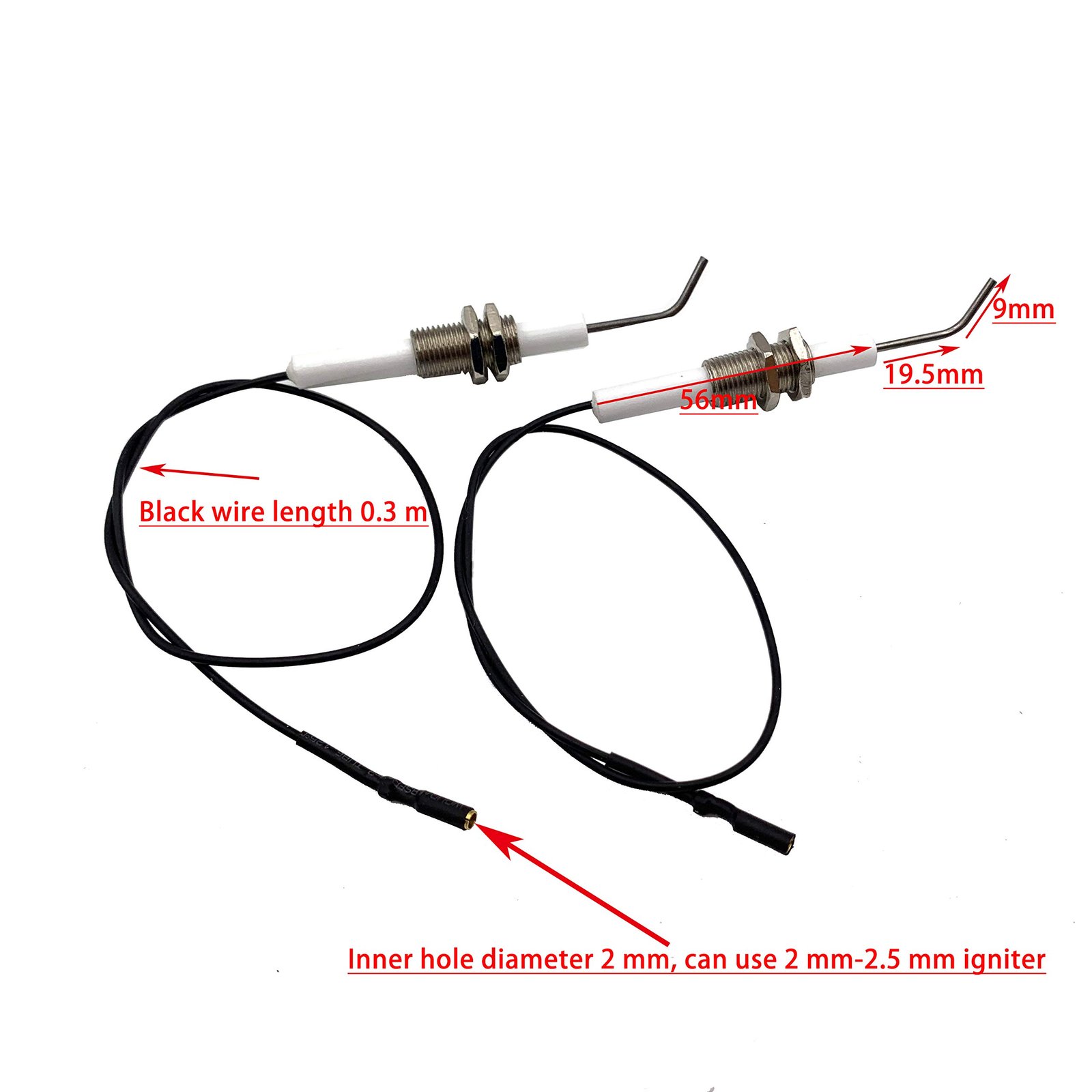 Push Button Piezo Igniter with Threaded Universal Ceramic Electrode Ignition Spark Plug Wire 0.3 Meter Electronic Device Set of 2 - Image 6