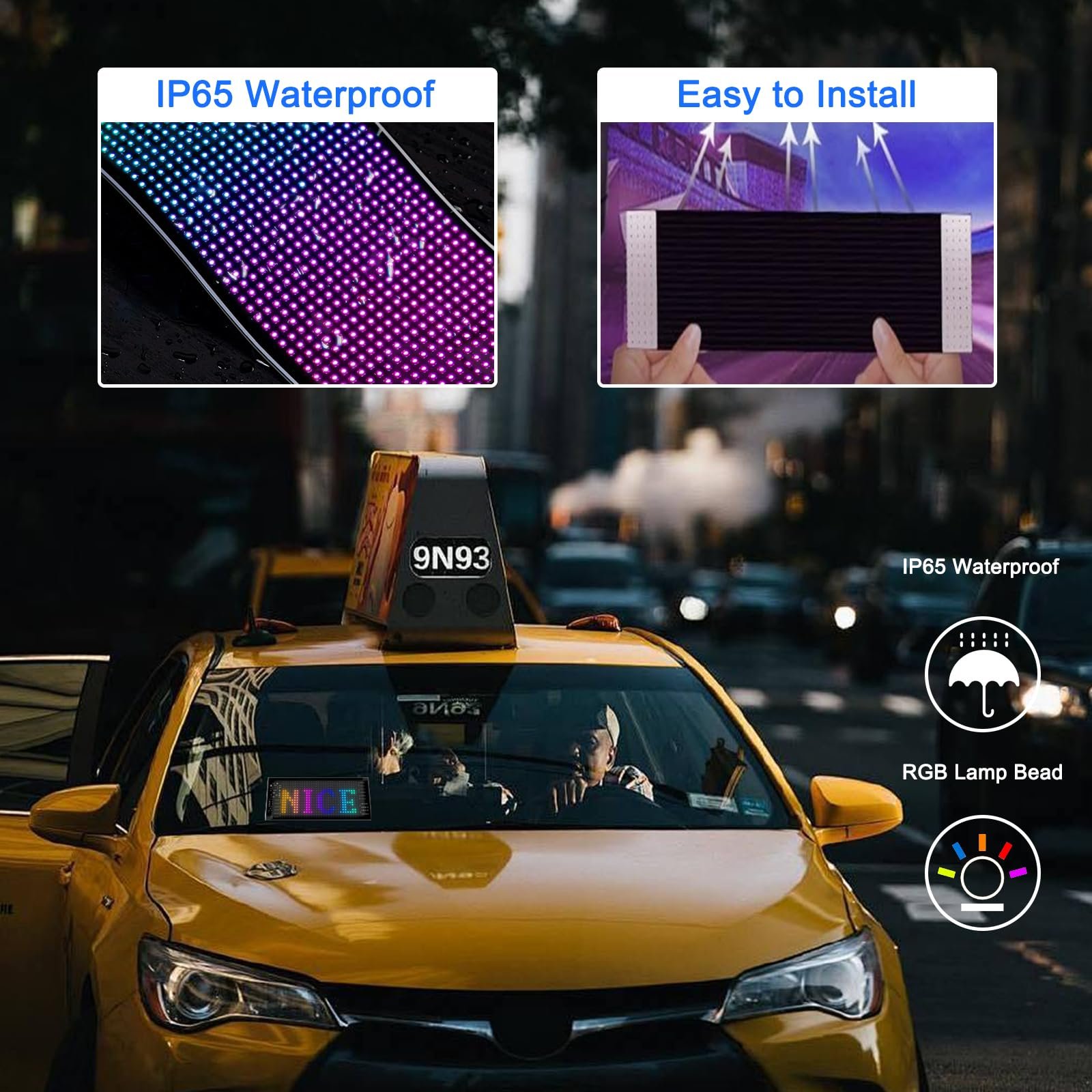 Flexible Programmable Car LED Interior Lights - Bluetooth App/Remote Control, USB 5V Car Custom Text Pattern LED Display Board Matrix Panel, 17 * 7cm - Image 5
