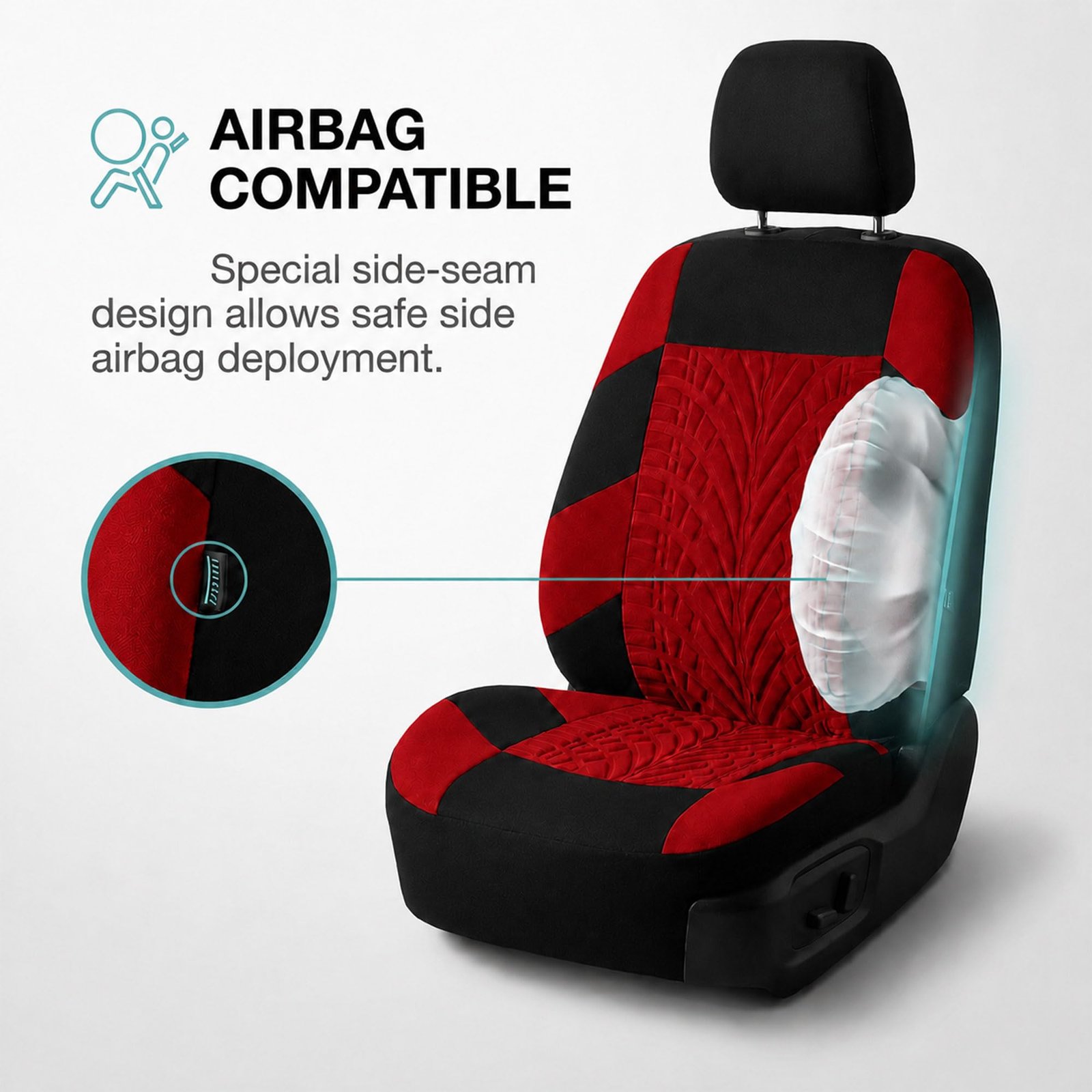 Car Seat Covers Full Set Premium Cloth - Universal Fit,Automotive Seat Cover,Low Back Front Seat Covers,Airbag Compatible,Split Bench Rear Seat,Washable Seat Cover for SUV,Sedan Red - Image 4