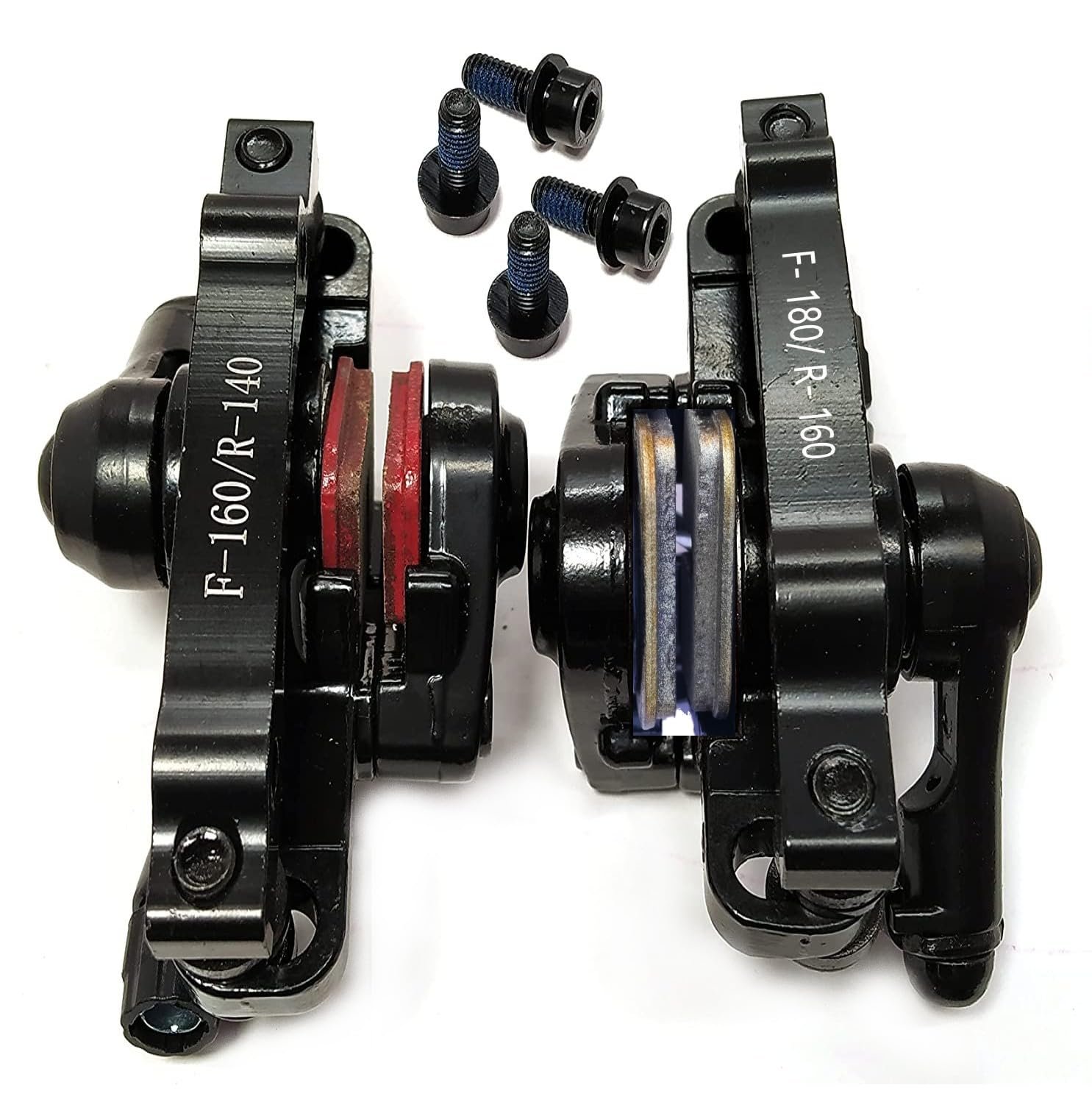 Bicycle Disc Brake Caliper Set, Front and Rear Combo Pack, Black, 2 Piece