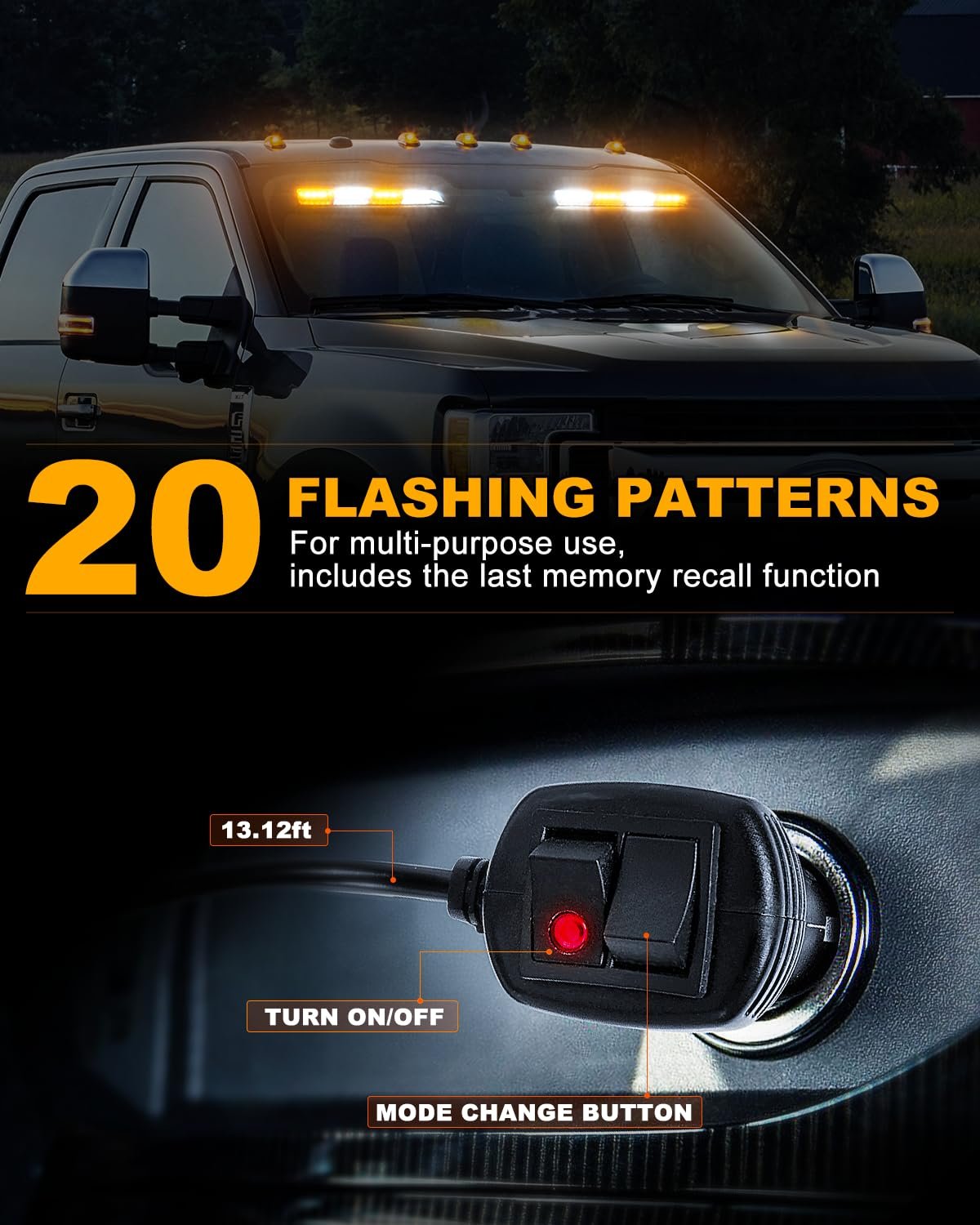 2x16.8 inch Dash Strobe Lights, 48 LED Visor Light Bars - Image 4