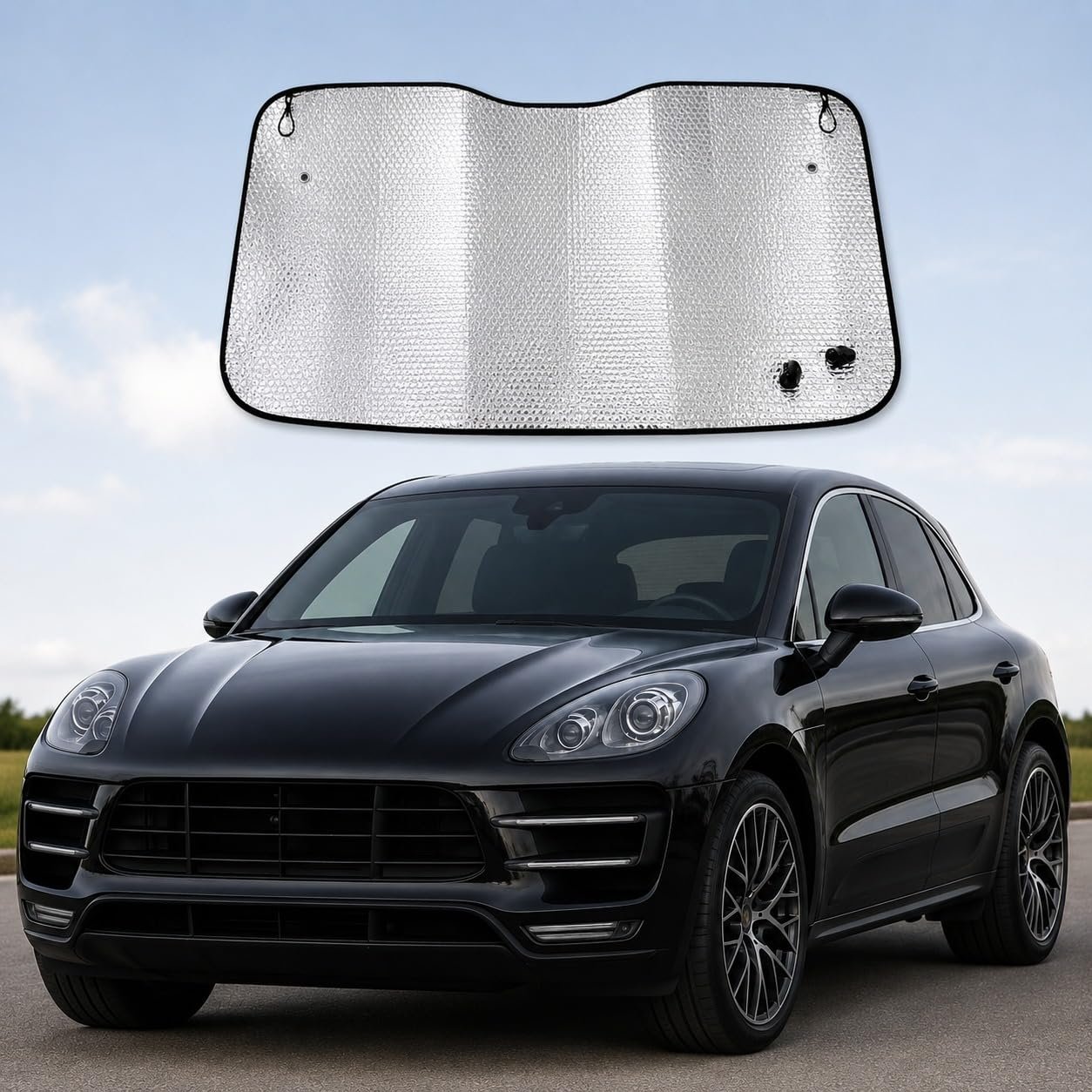 Car Sun Shade for Windshield, Reflective Silver and Blue Foldable Front Window Sunshade - Image 2