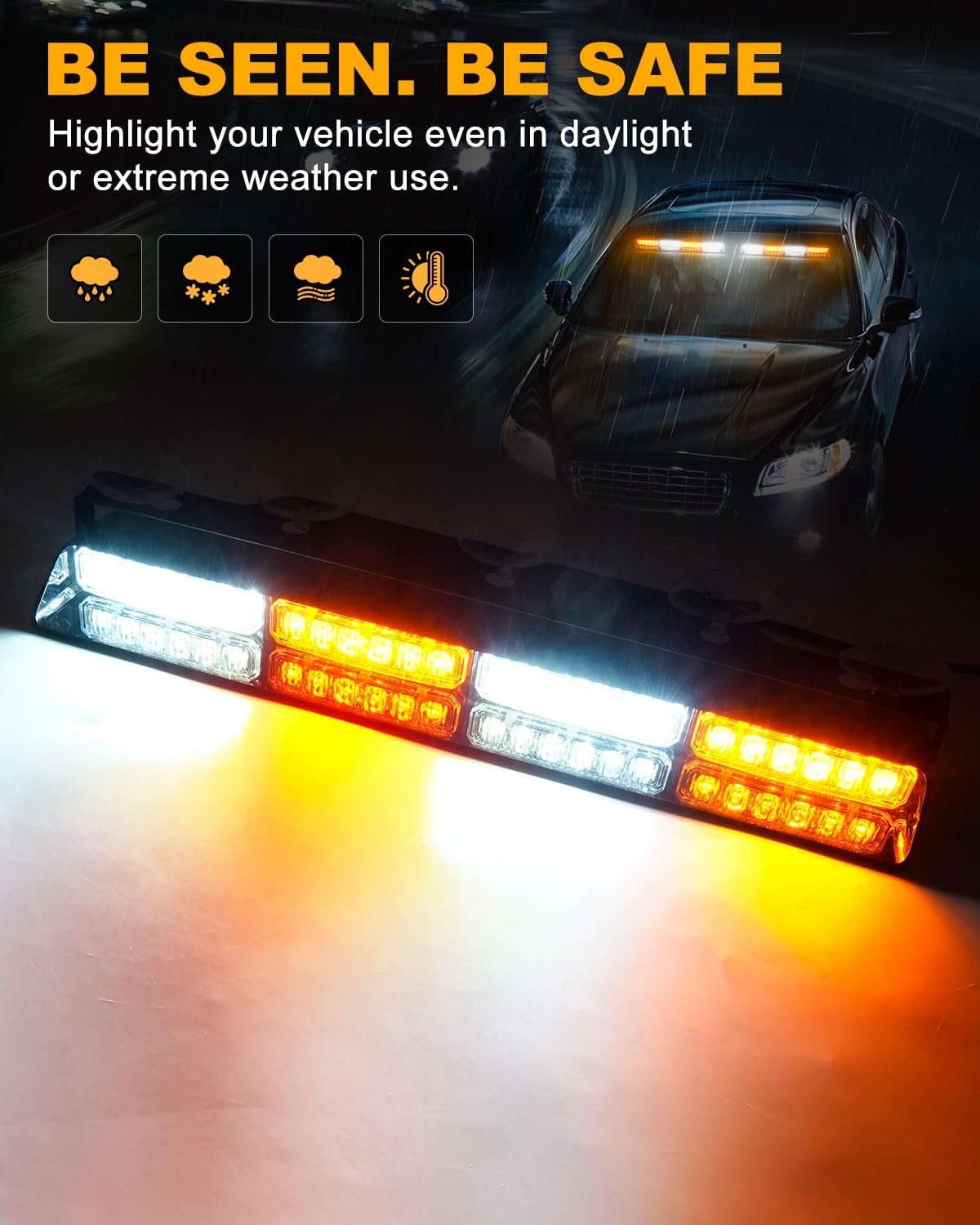 2x16.8 inch Dash Strobe Lights, 48 LED Visor Light Bars - Image 3