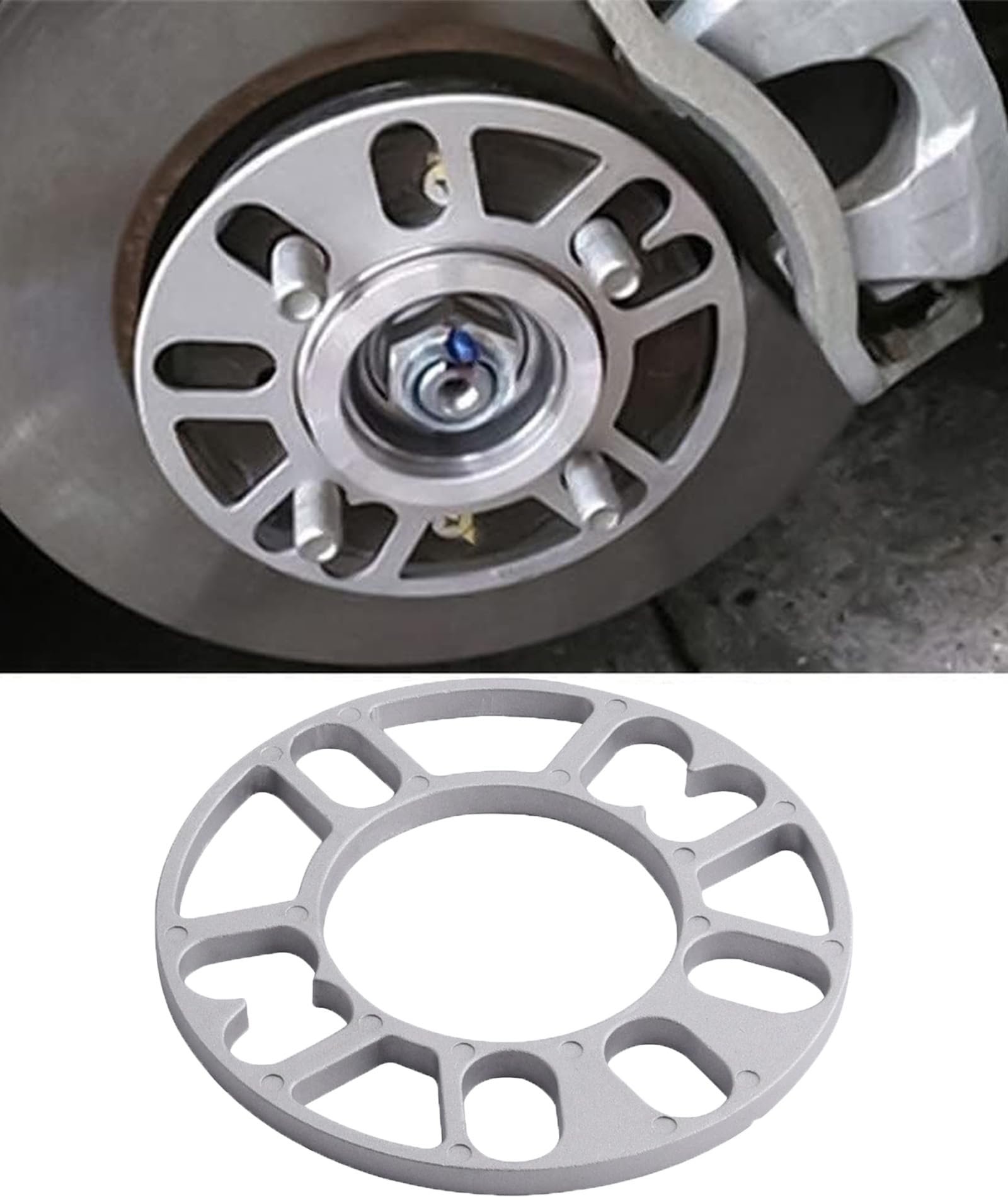 Wheel Spacers for Car, Aluminum Alloy Wheel Spacer, Car Accessories, 8mm Hubcentric Spacer for Car Accessories, Universal Fit for 4 or 5 Lug Wheels, Enhances Stability and Clearance - Image 4