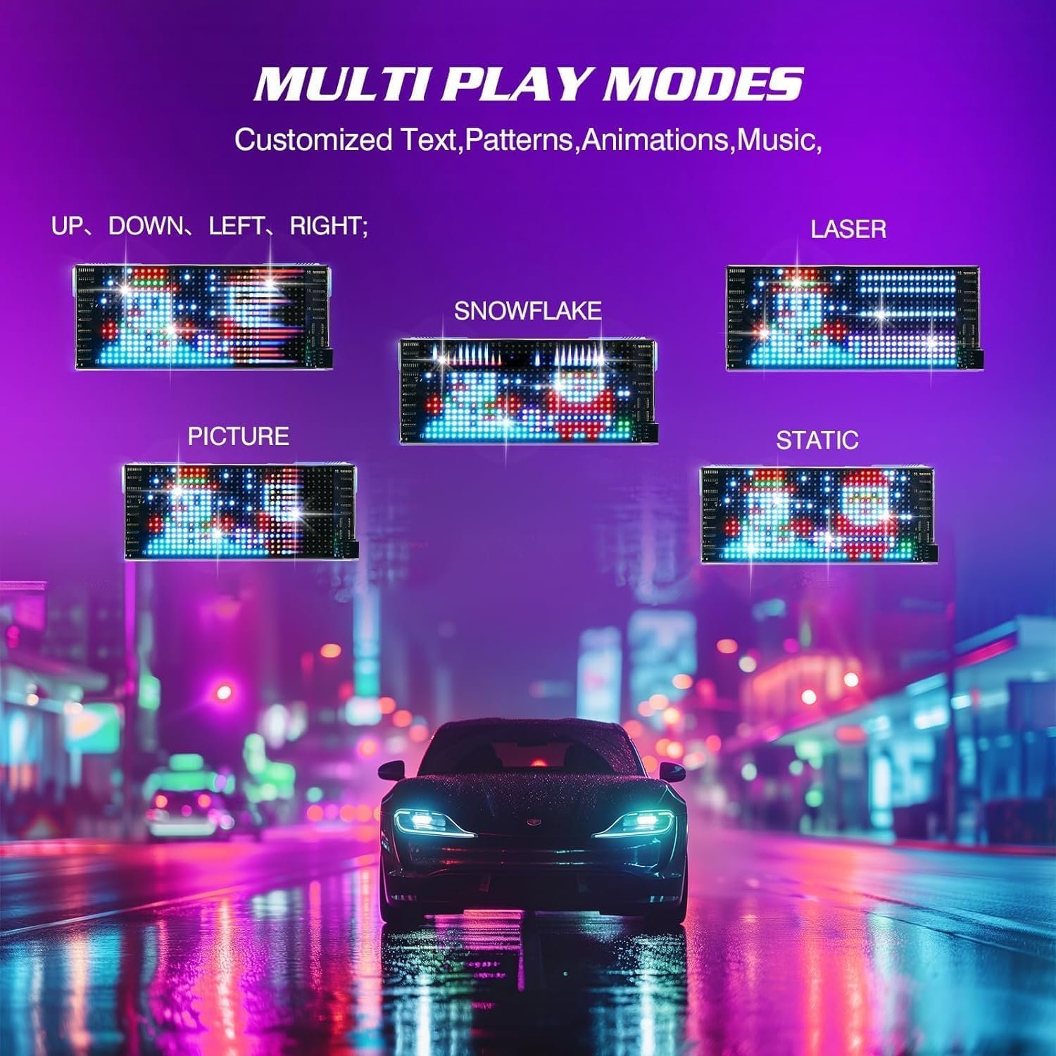 14''x4'' Pre-Made Animations & Customizable Text Led Sticker Car Window, Bluetooth APP Control Scrolling, Custom, Flexible Led Matrix Panel for Car Store Hotel (Size - 35 * 10 cm) (14 x 4 inch) - Image 2