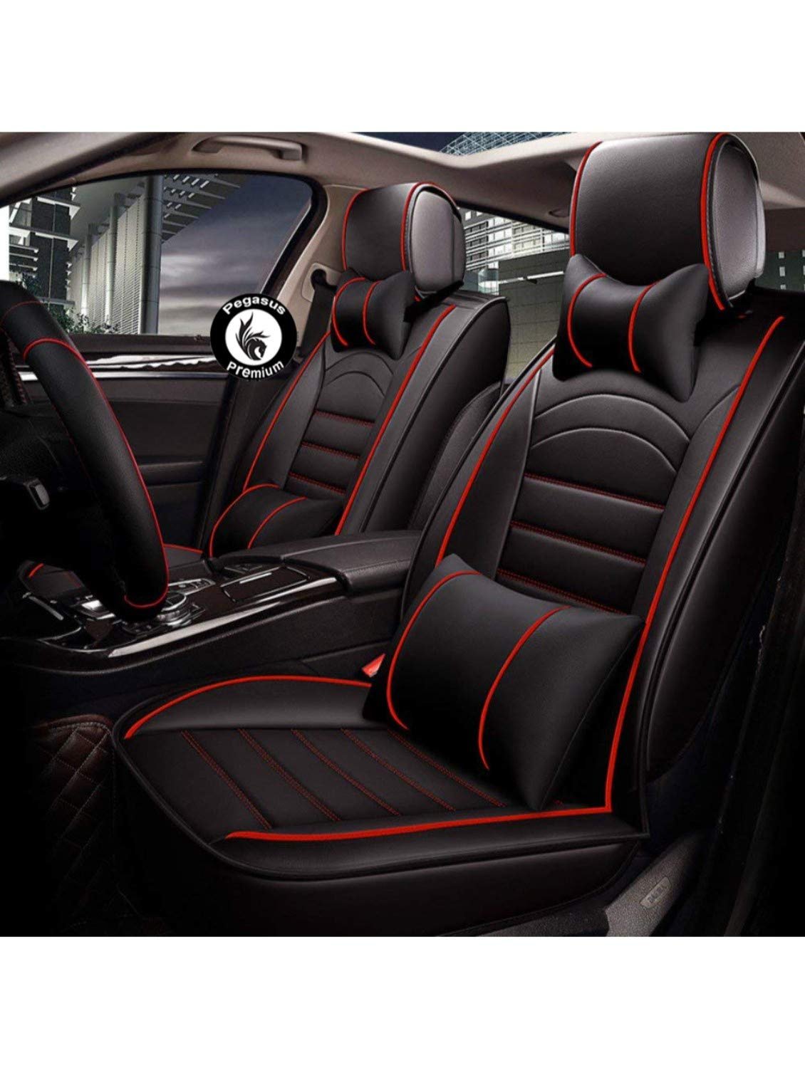 Pegasus PremiumPremium Pu Leatherette Car Seat Cover for Maruti NewSwift (Black-Red)