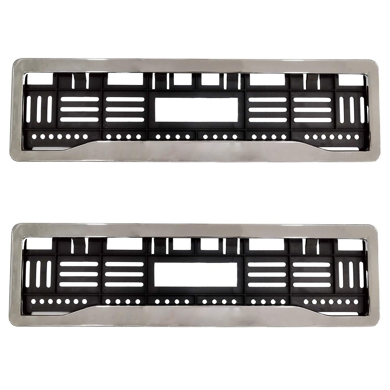 ® Chrome Number Plate Frames (Front and Rear), Chrome Lining Car Registration Plate Holders for All Cars, Car Licence Plate Covers, Universal Fit, Standard Size 51.5 x 14.5 cm