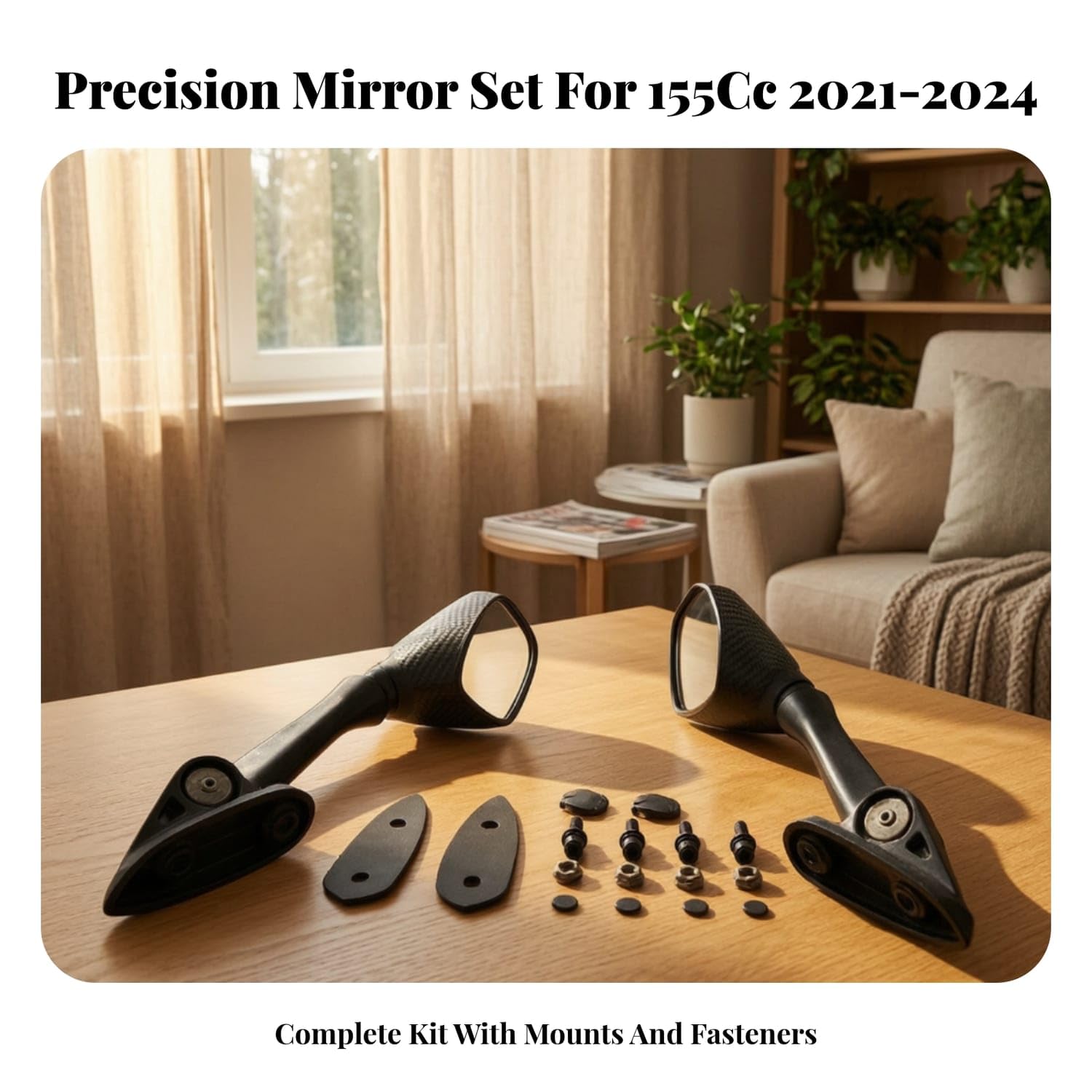 Easy to Install Motorcycle Rear-View Mirror Assembly Long-Lasting Motorcycle Side Mirrors Vibration-Resistant Long-Lasting, 1-pack Black - Image 5
