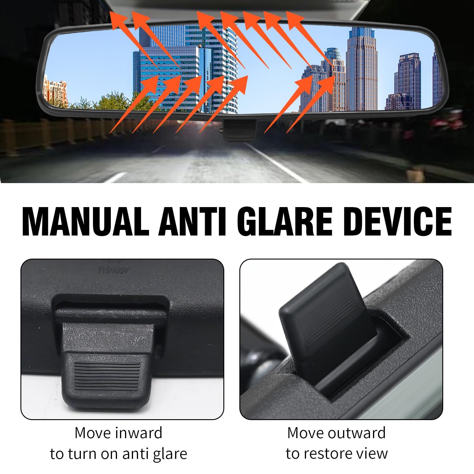 8201010F01AC 10.5" Universal Rear View Mirror, Interior Rearview Mirror Kit Replacement for Hevrolet Ford Toyota Nissan Jeep Honda Subaru Hyundai Kia Mazda Buick and More - Image 5
