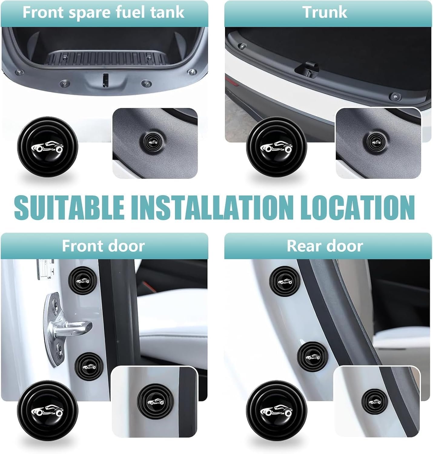 Amydhan 20 Pcs Car Door Shock Absorber Pads, Universal Silicone Rubber Door Bumpers, Self-Adhesive Anti-Collision Noise-Reducing Stickers, Car Door Protector for Cars, SUVs & Hatchbacks - Image 9
