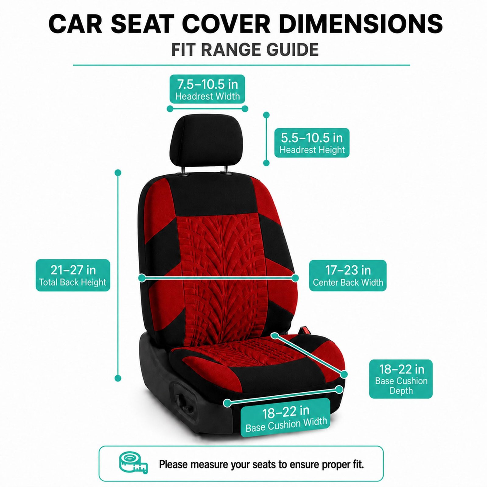 Car Seat Covers Full Set Premium Cloth - Universal Fit,Automotive Seat Cover,Low Back Front Seat Covers,Airbag Compatible,Split Bench Rear Seat,Washable Seat Cover for SUV,Sedan Red - Image 8
