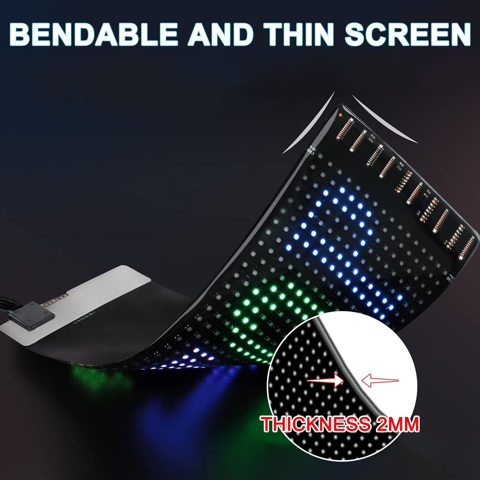 Flexible Programmable Car LED Interior Lights - Bluetooth App/Remote Control, USB 5V Car Custom Text Pattern LED Display Board Matrix Panel, 17 * 7cm - Image 3