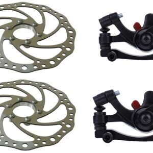 Bicycle Disc Brake Set, Black, Metal Caliper with 140/160mm Rotors, 2 Pairs