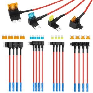 MAKABEE16 Pack 4 Types Fuse Tap, Upgraded 12V Car Add a Circuit Fuse Tap Kit - Standard Mini Micro2 and Low Profile Mini Fuses Taps, ATO ATC ATM APM Fuses Adapter Jumper for Cars Trucks Boats