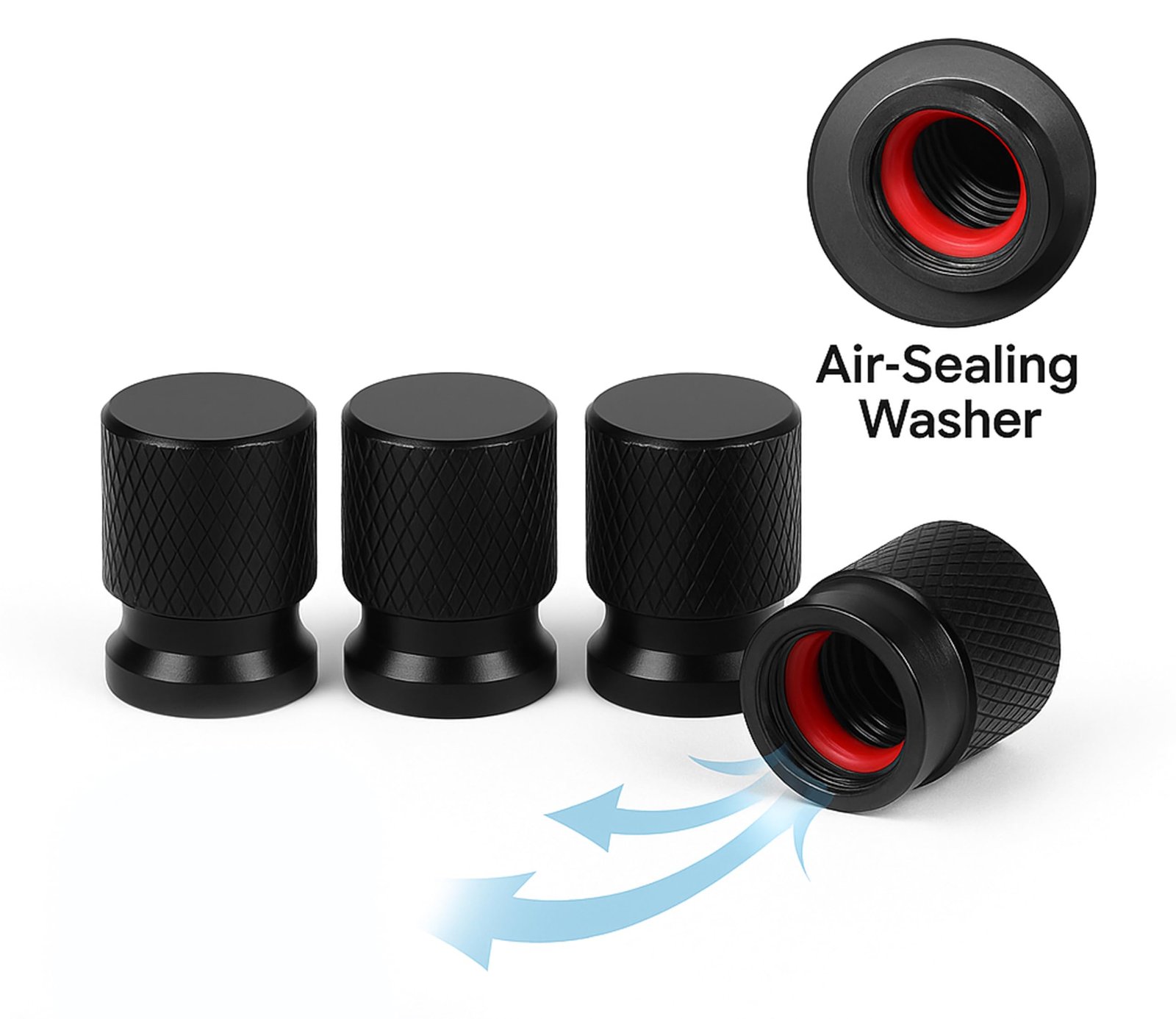 Metal Tyre Valve Caps (Set of 4) | Laser Engraved | Anti-Leak O-Ring | Stylish Air Stem Covers | Universal Fit | Compatible with VV-Poll, Viiruss, Teignn, GT - Image 4