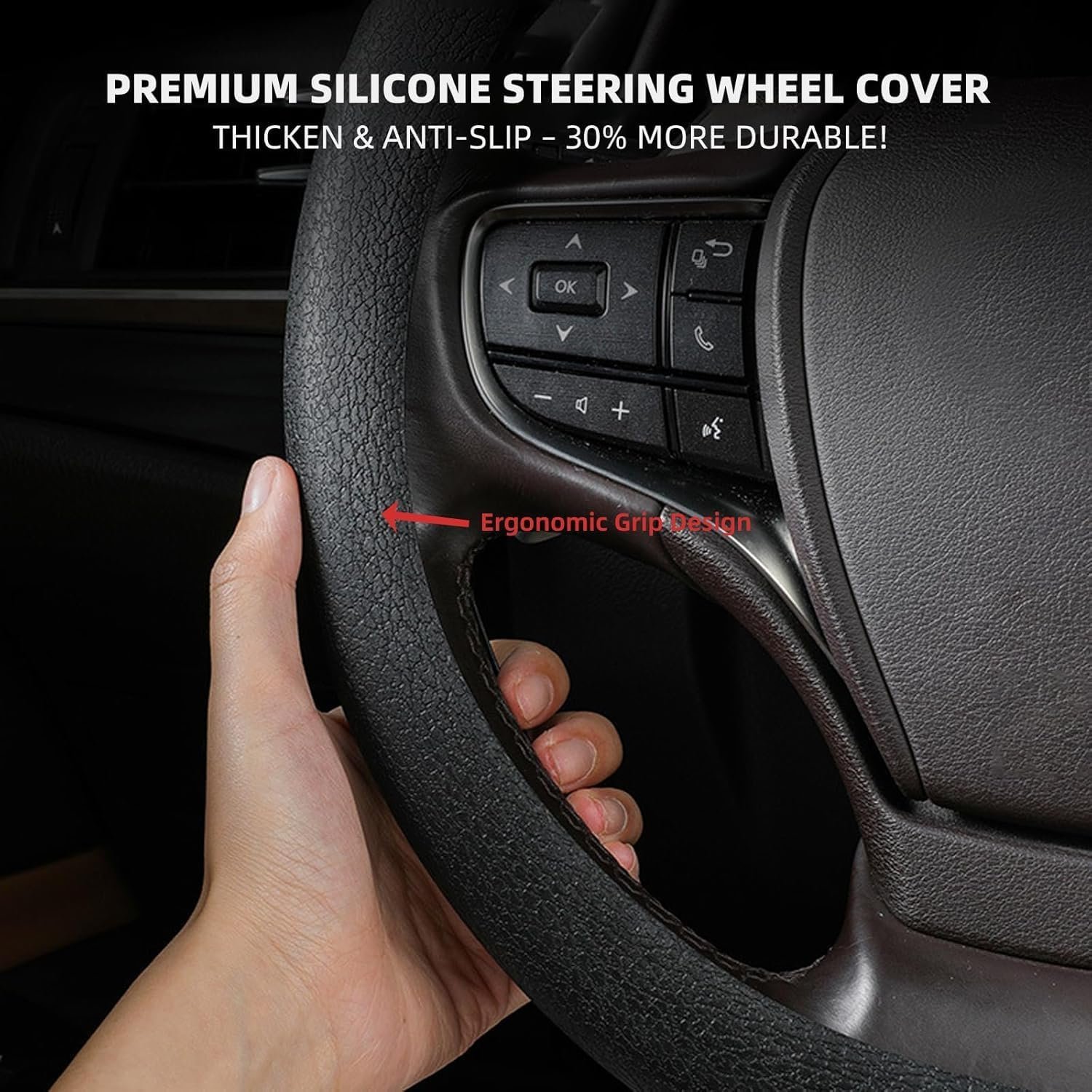 Luxury Soft Silicone Steering Wheel Cover – Premium Feel, Anti-Skid, Heat Resistant, Universal Fit Car Interior (Multi Color) - Image 8
