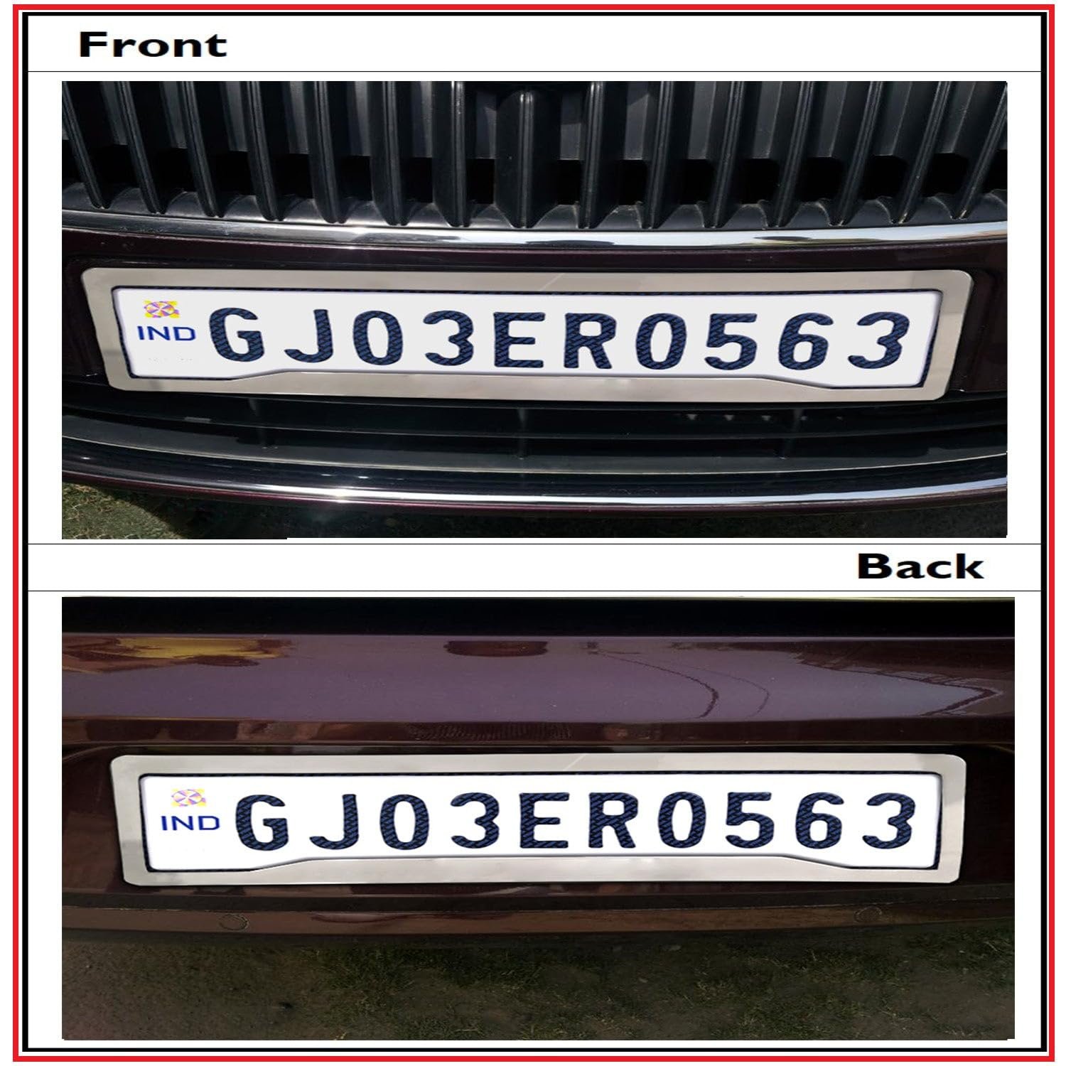 ® Chrome Number Plate Frames (Front and Rear), Chrome Lining Car Registration Plate Holders for All Cars, Car Licence Plate Covers, Universal Fit, Standard Size 51.5 x 14.5 cm - Image 5