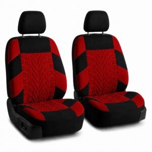Car Seat Covers Full Set Premium Cloth - Universal Fit,Automotive Seat Cover,Low Back Front Seat Covers,Airbag Compatible,Split Bench Rear Seat,Washable Seat Cover for SUV,Sedan Red