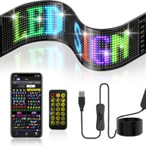 14''x4'' Pre-Made Animations & Customizable Text Led Sticker Car Window, Bluetooth APP Control Scrolling, Custom, Flexible Led Matrix Panel for Car Store Hotel (Size - 35 * 10 cm) (14 x 4 inch)