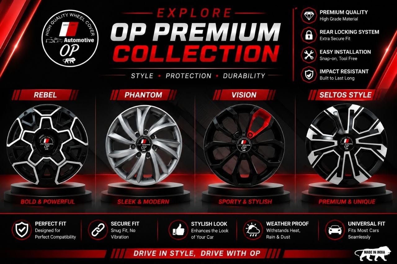 OP Automotive Phantom 14 Inch Wheel Cover Glossy Black - Image 8