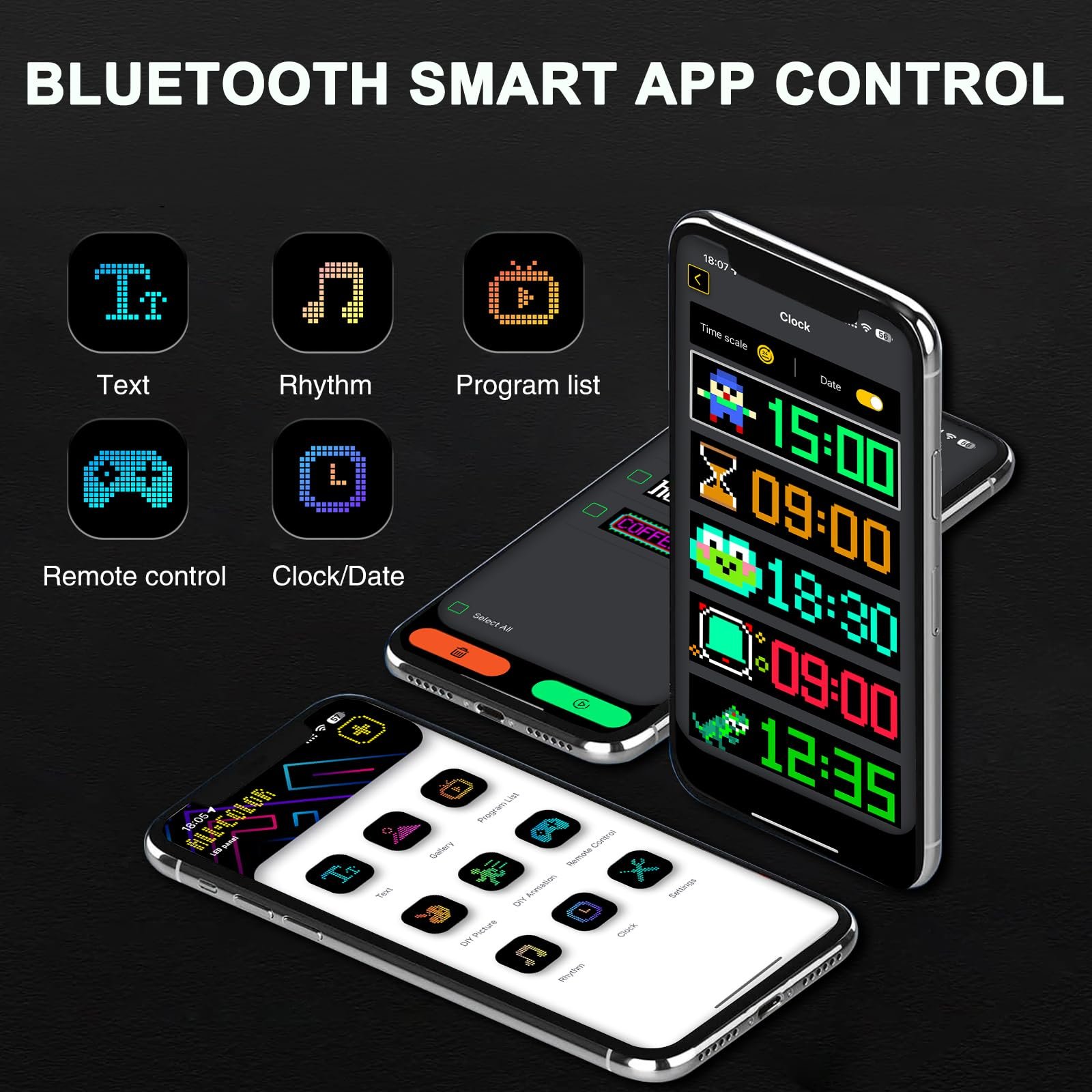 Flexible Programmable Car LED Interior Lights - Bluetooth App/Remote Control, USB 5V Car Custom Text Pattern LED Display Board Matrix Panel, 17 * 7cm - Image 8
