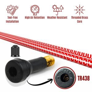 TR414 Tubeless Tyre Valve Stem, Heavy Duty EPDM Rubber, Snap-in Design, Universal Fit for Car and Bike Tubeless Tyres, Brass Core, Air Tight Leak Proof, Pack of 100